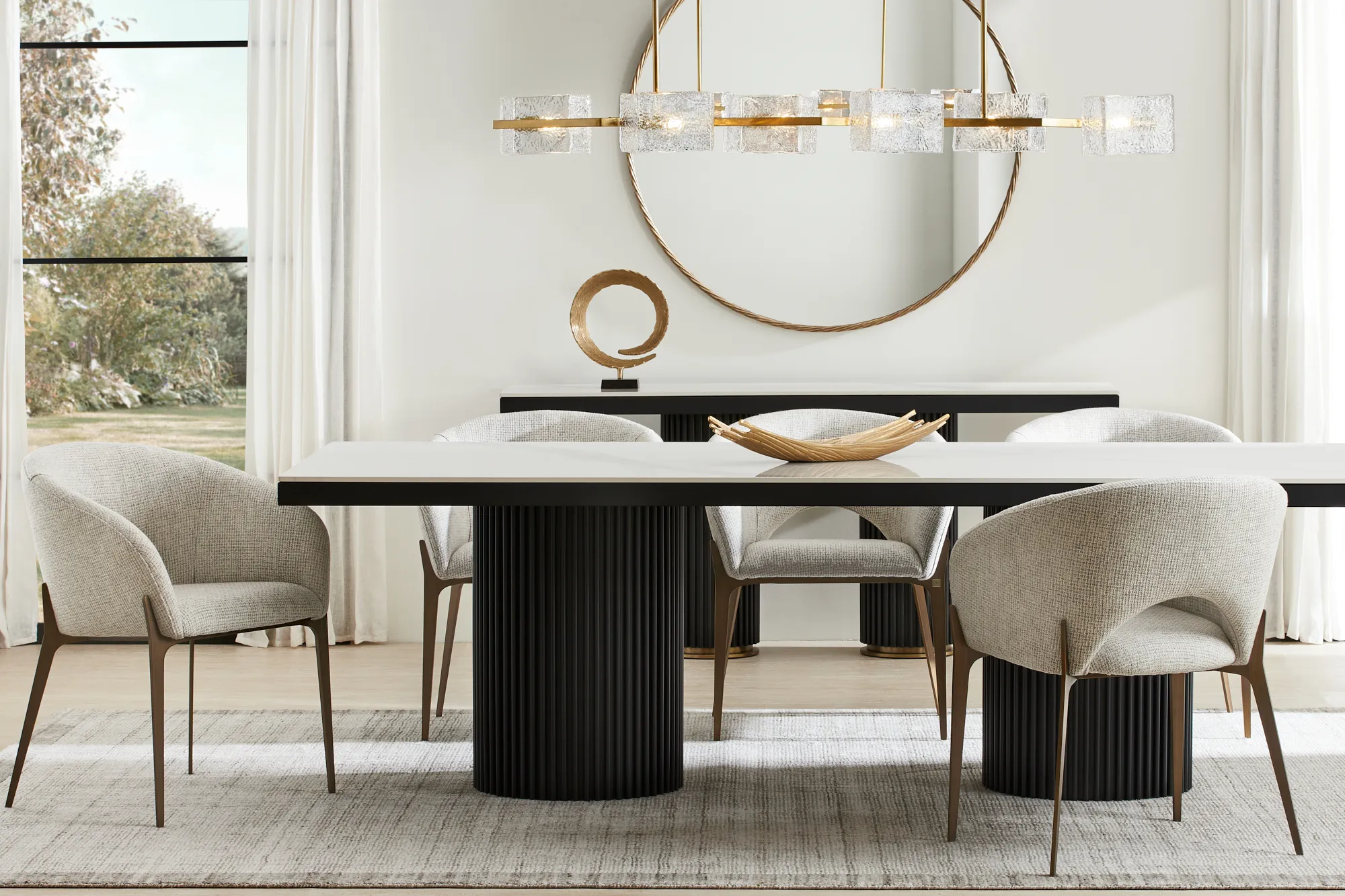 Archie White Sintered Stone Dining Table - Matte Black Legs 240x118cm