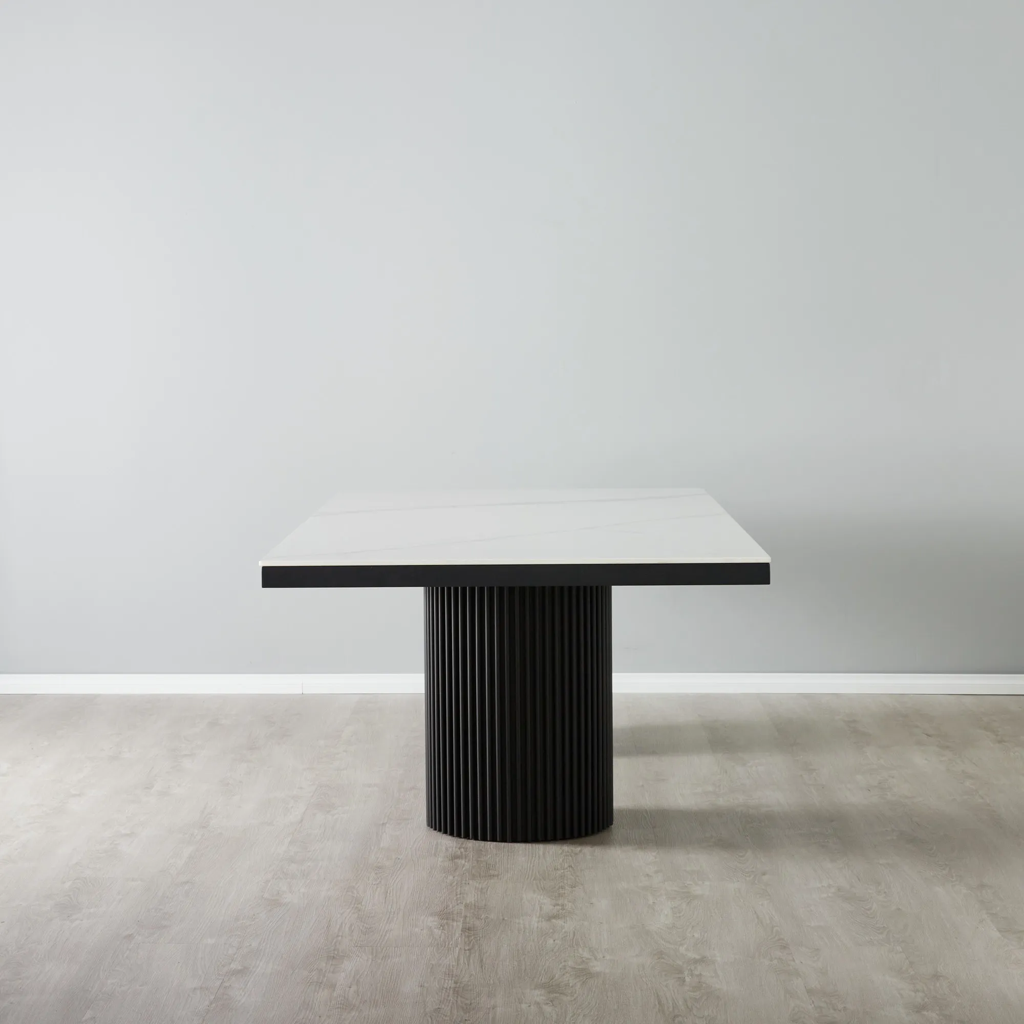 Archie Black Rectangular Dining Table with White Sintered Stone Top ...