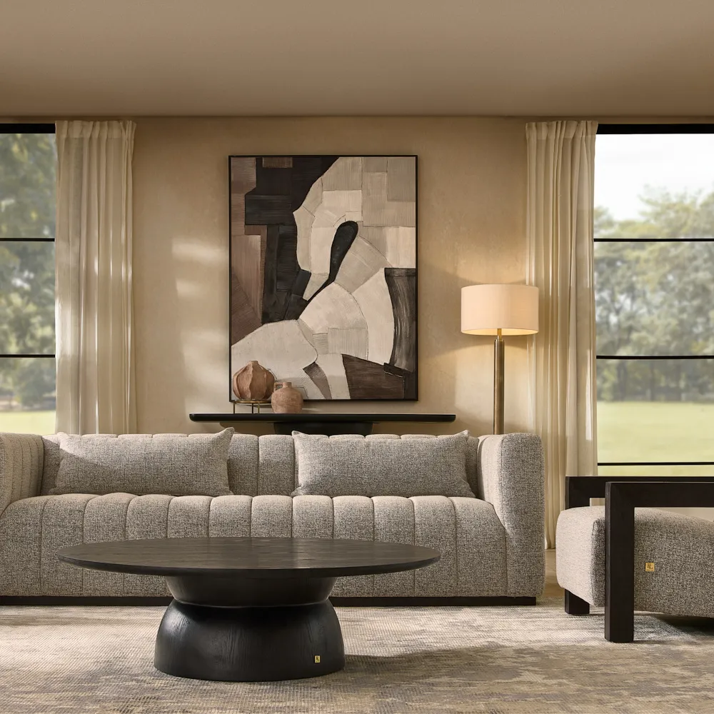 Storme Mid Grey Woven Fabric 3-Seater Sofa - Black legs 