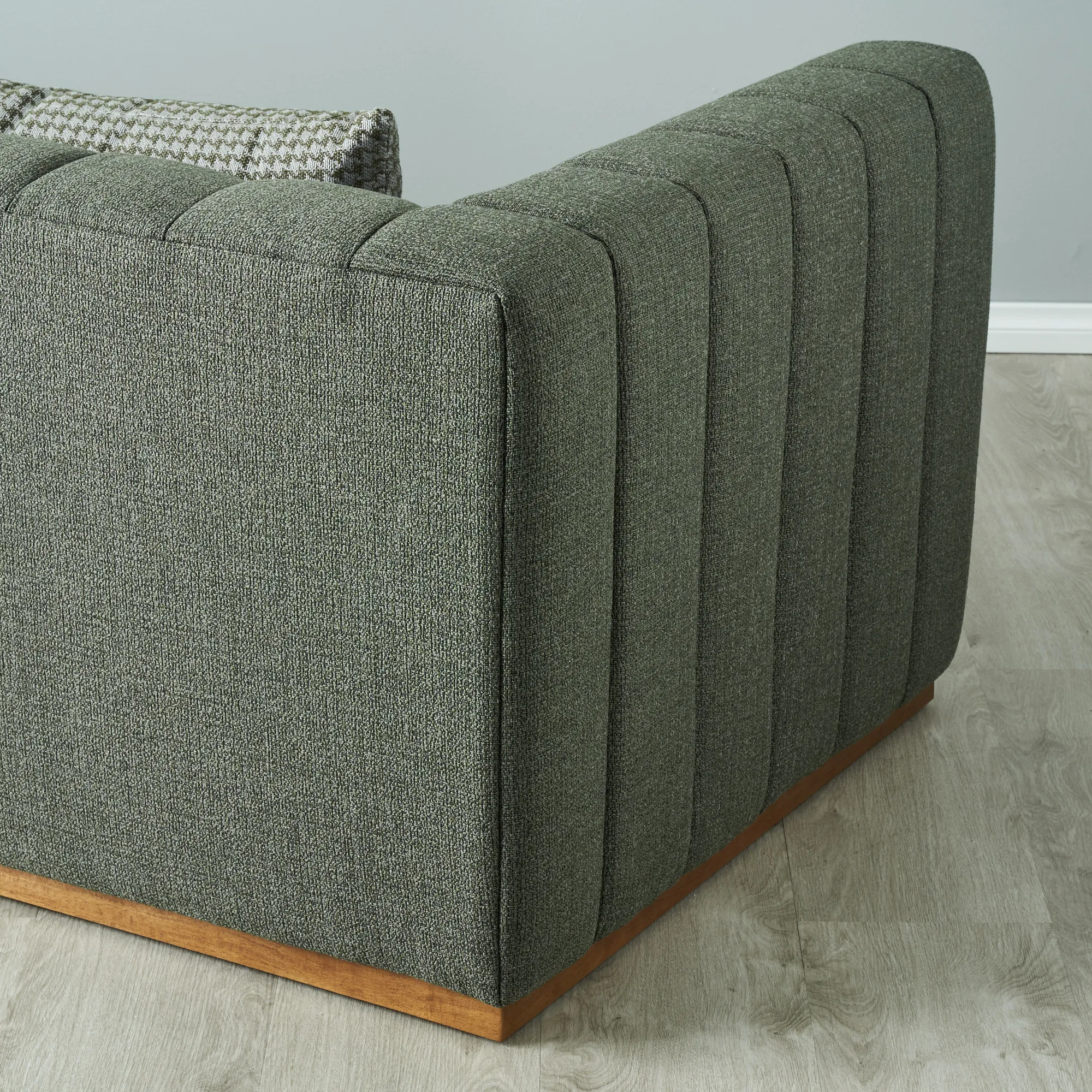 Storme Kombu Green 3-Seater Fabric Sofa - Brown Legs | Koala Living