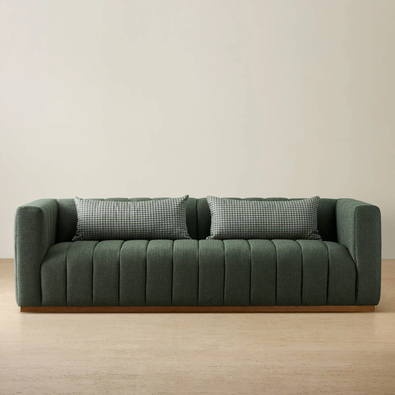 Storme Kombu Green 3-Seater Fabric Sofa - Brown Legs | Koala Living