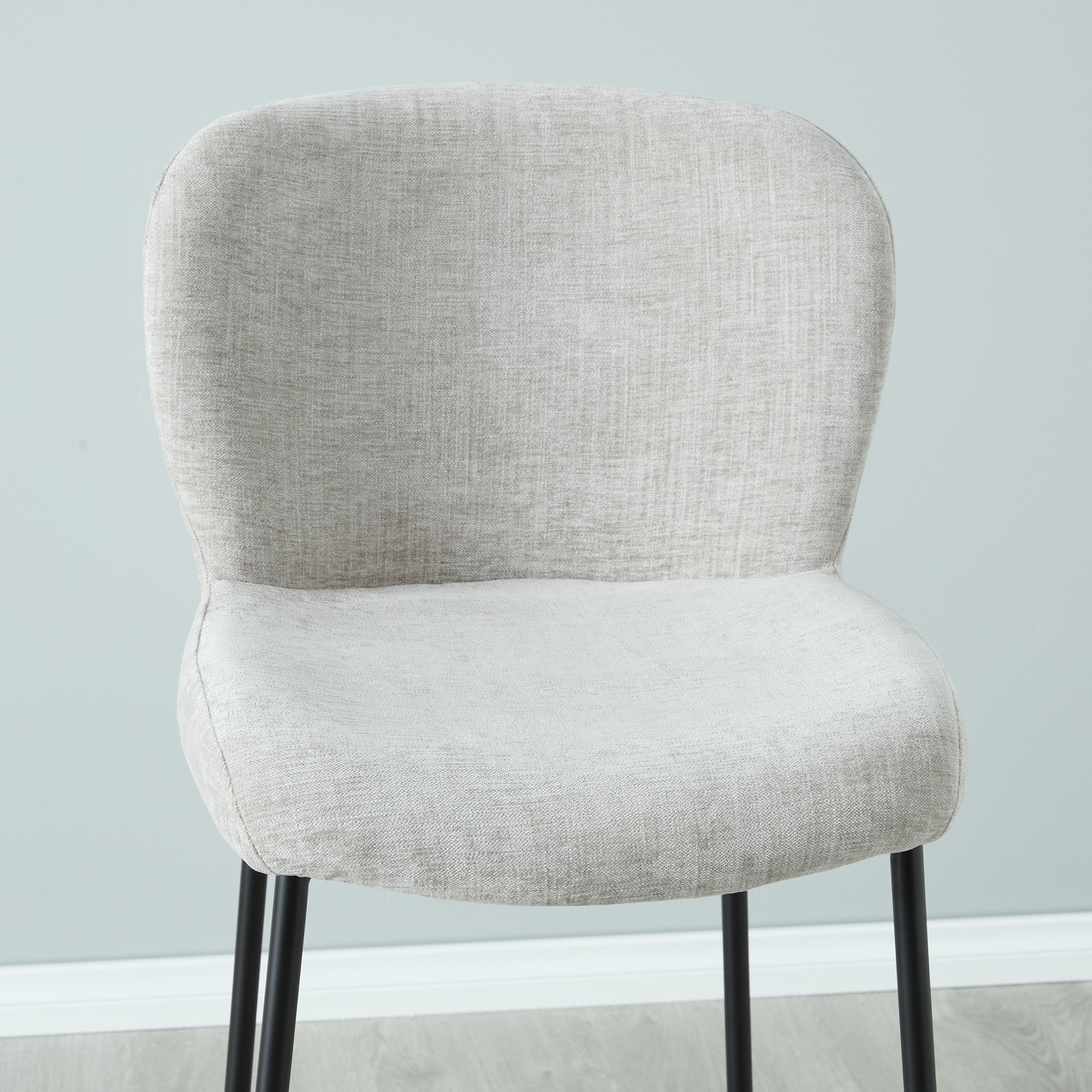 Hailey Vintage Grey Fabric Bar Stool Chair Black Metal Legs