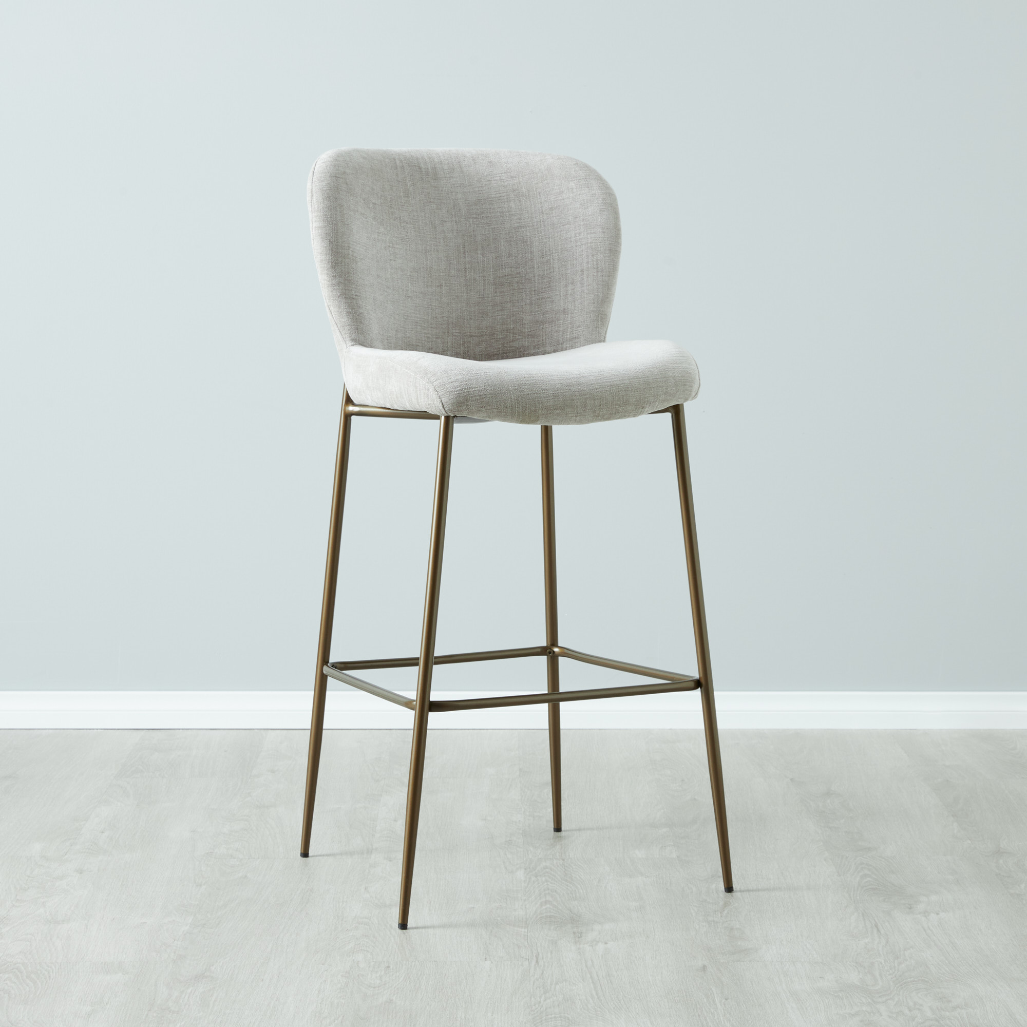 Hailey Vintage Grey Fabric Bar Stool Bronze Metal Legs