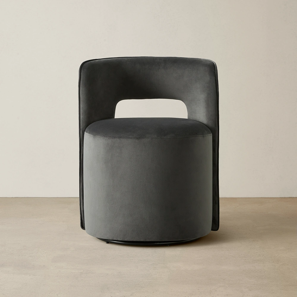 Sutton Charcoal Velvet Swivel Dining Chair