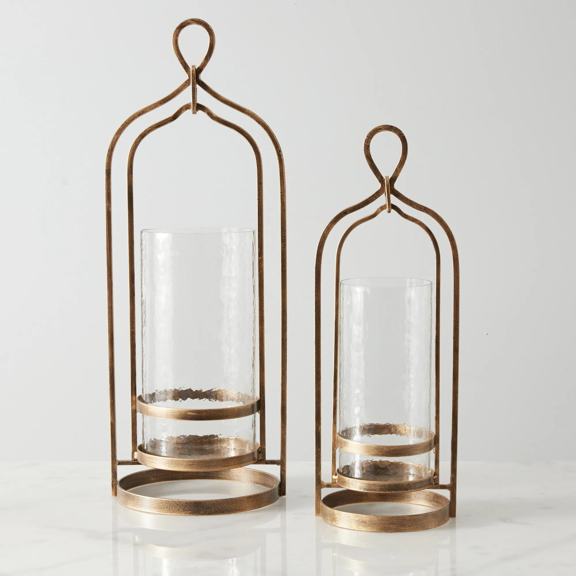 Shania Antique Gold Metal Knot Lantern Large