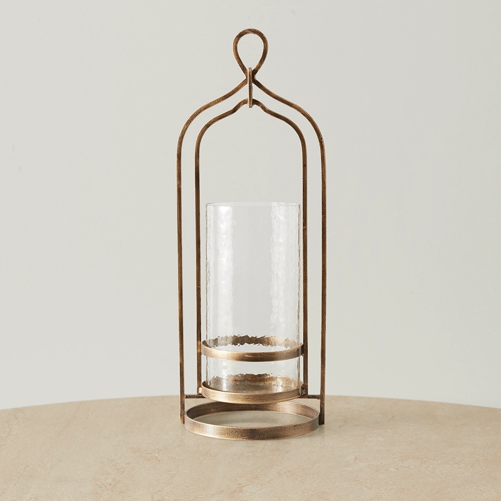 Shania Antique Gold Metal Knot Lantern - Large