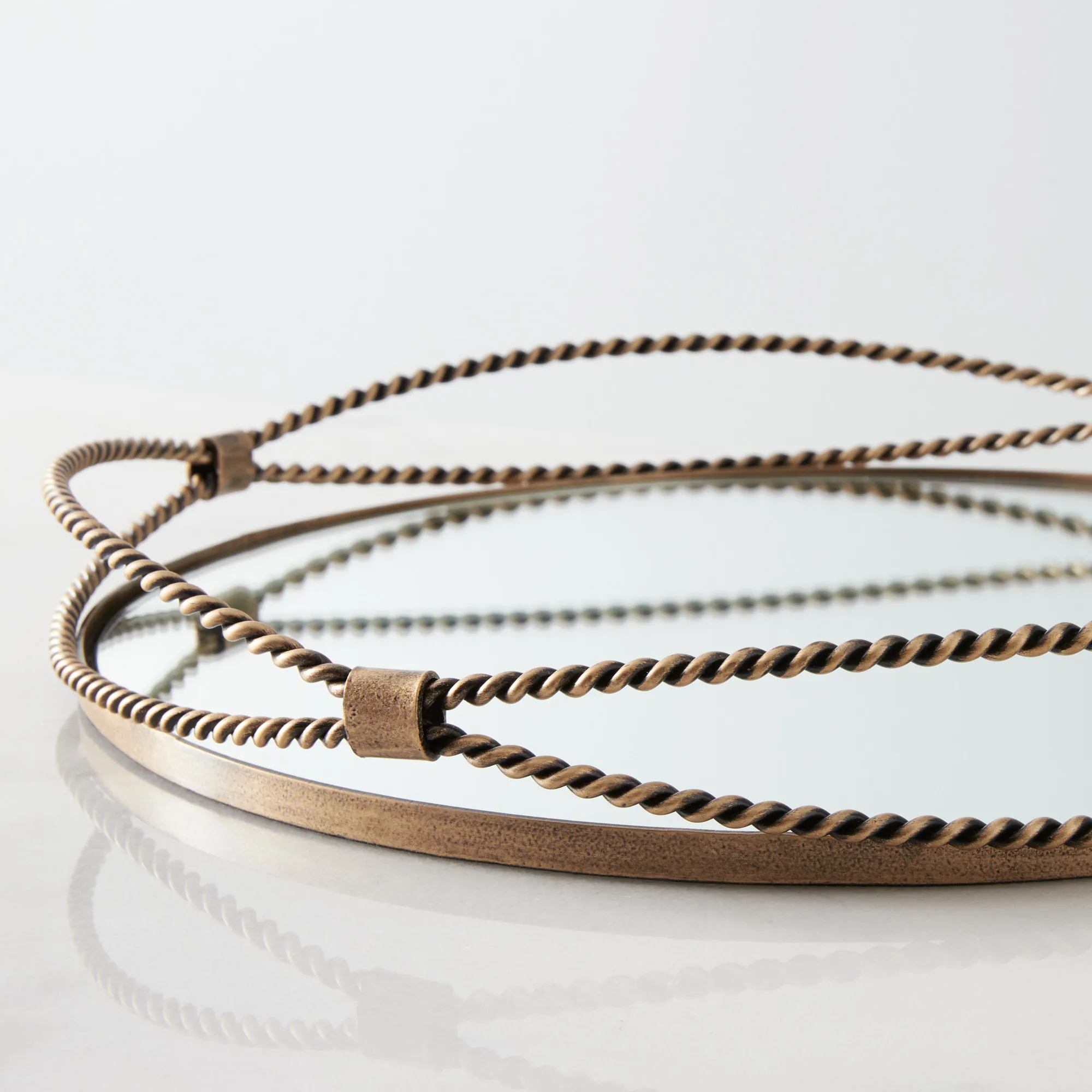 Natalia Antique Gold Rope Tray | Koala Living