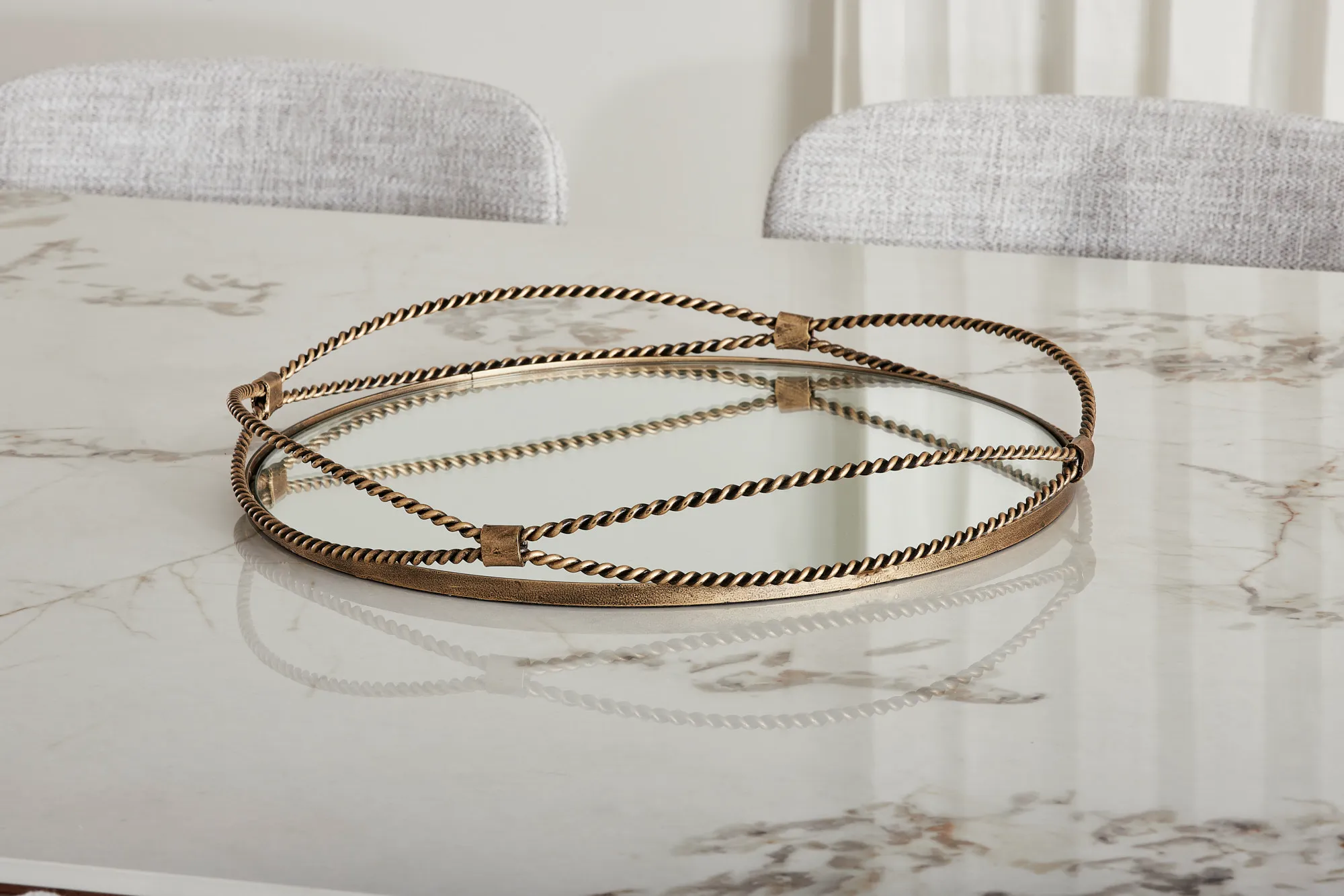 Natalia Antique Gold Rope Tray