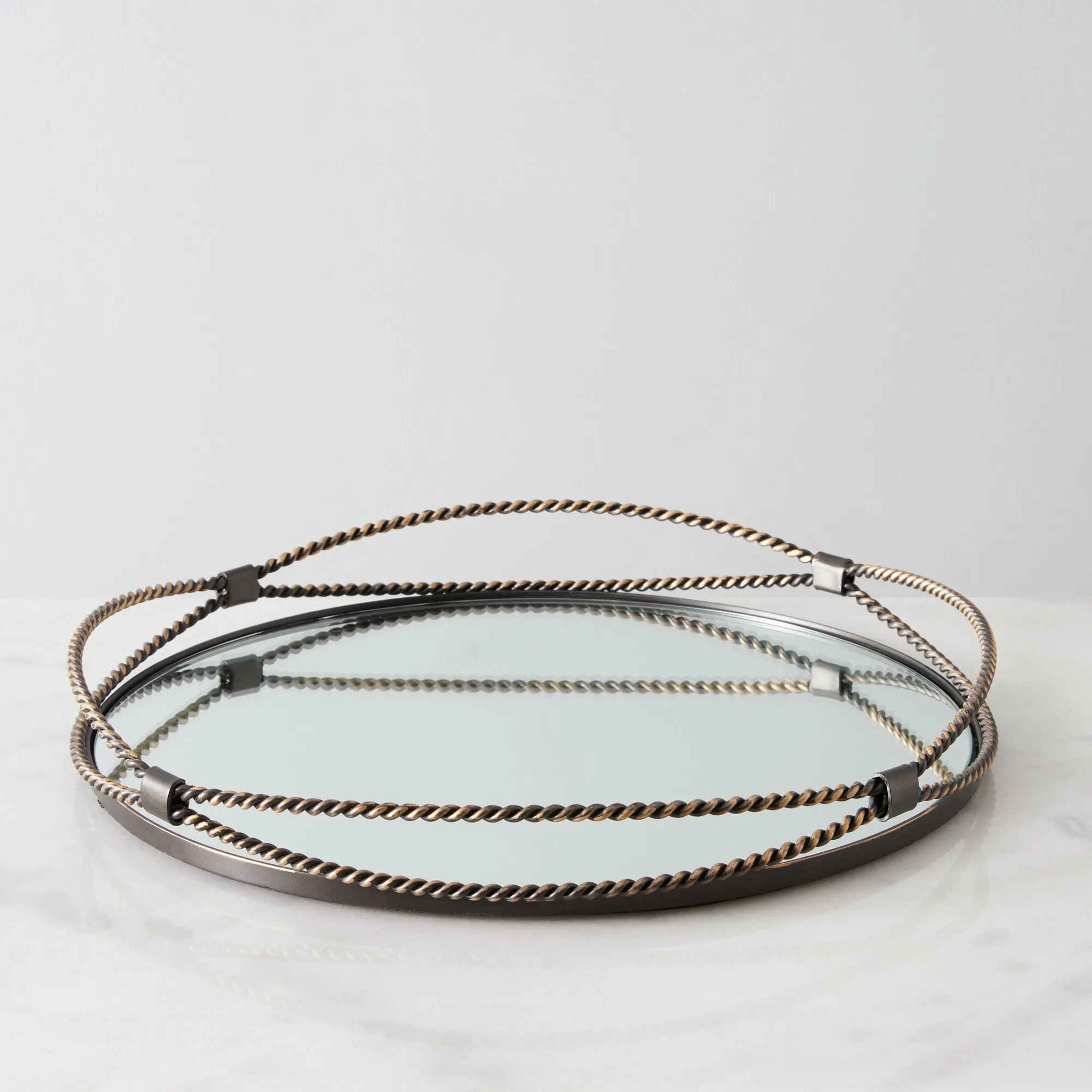 Natalia Antique Gold Rope Tray