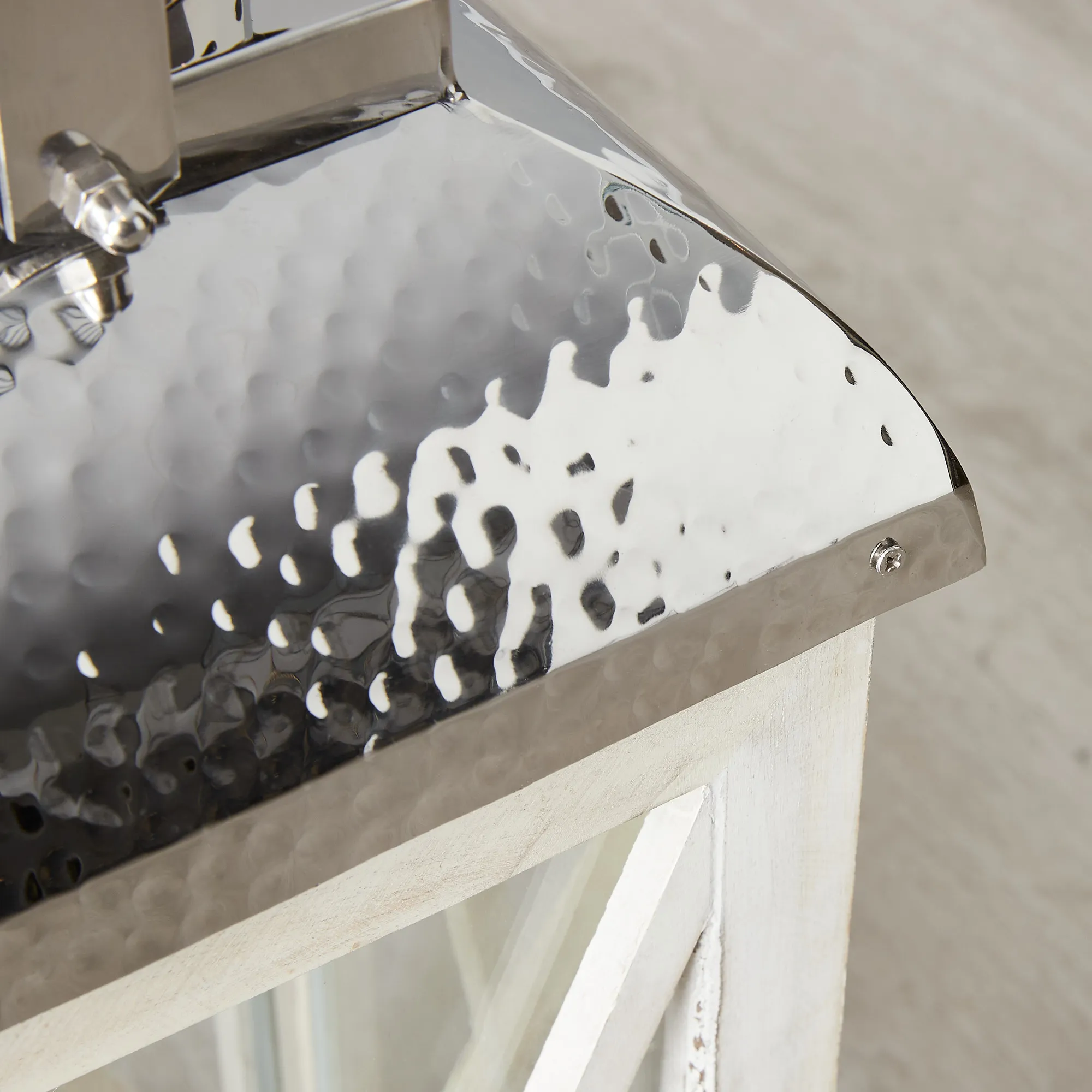 Maximoff Whitewashed Wooden Lantern Large