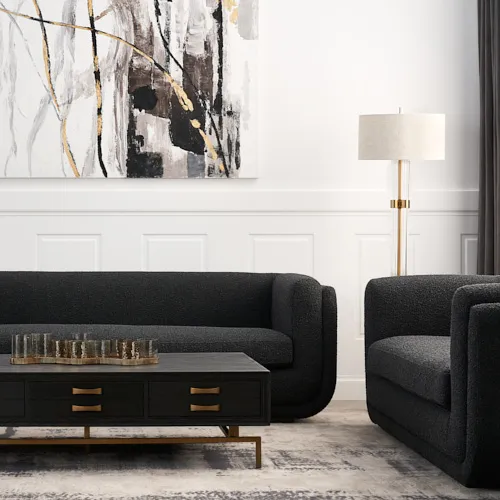 Clementine Black Boucle 2-Seater Sofa