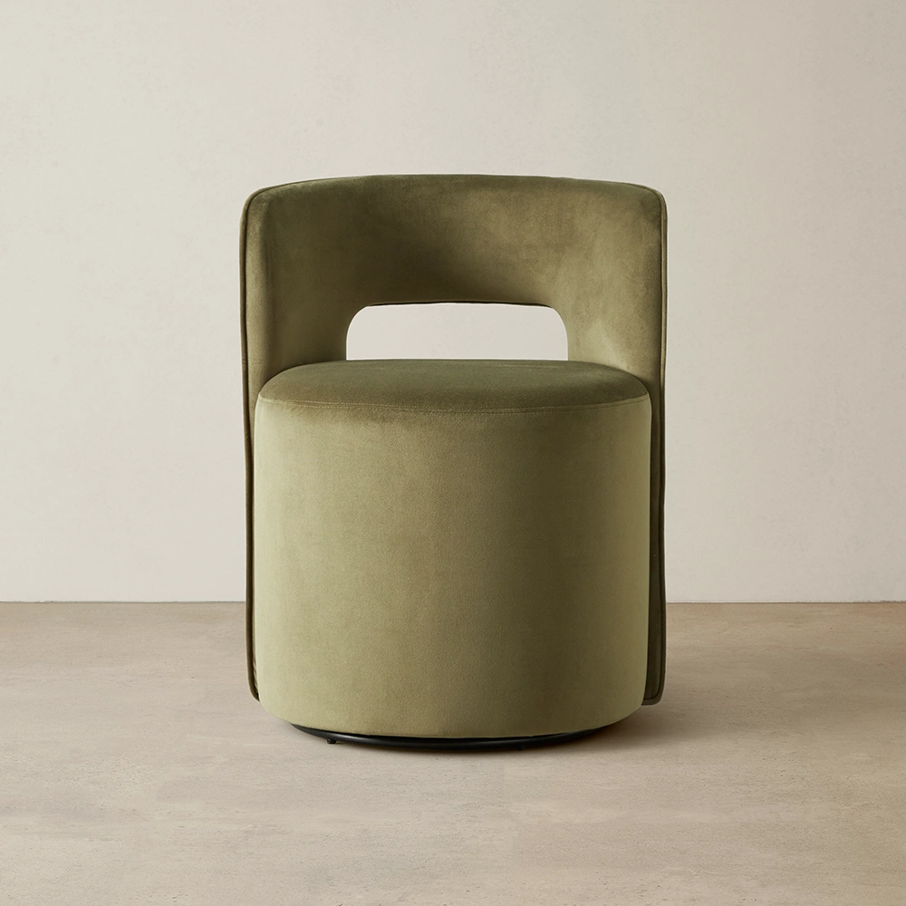 Sutton Olive Green Velvet Swivel Dining Chair