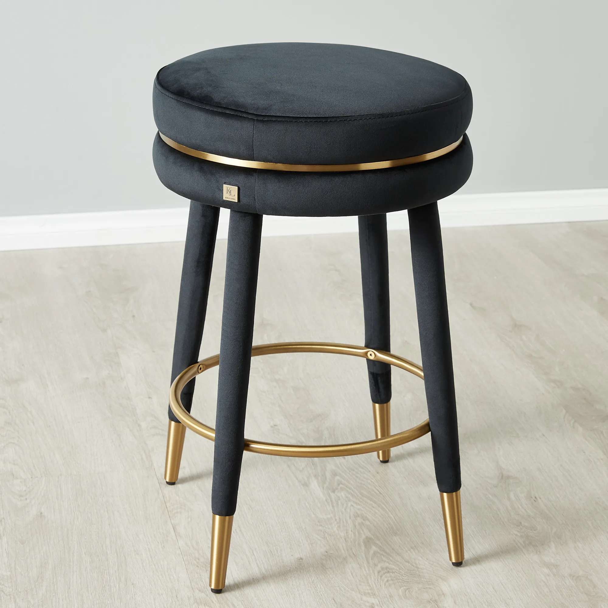 Sylvie Black Velvet 64cm Counter Stool