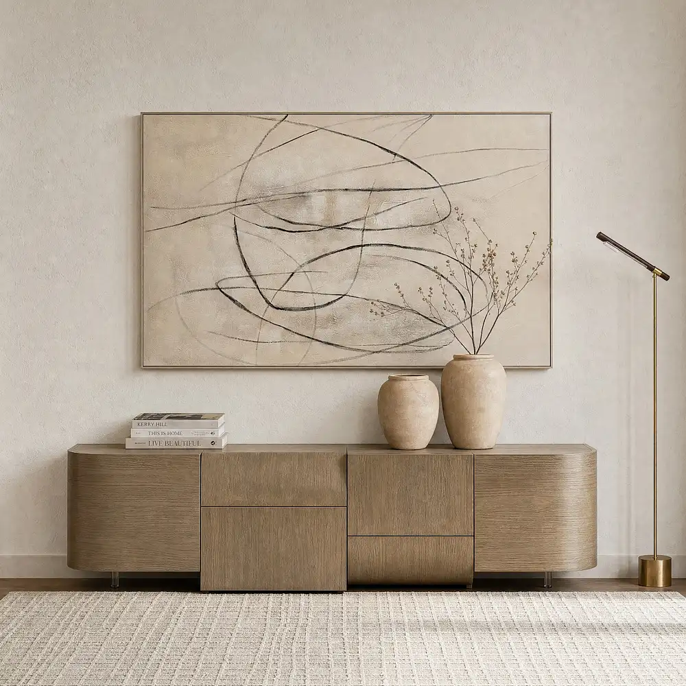 Kaia Brushed Gold Metal Floor Lamp Walnut Metal Shade