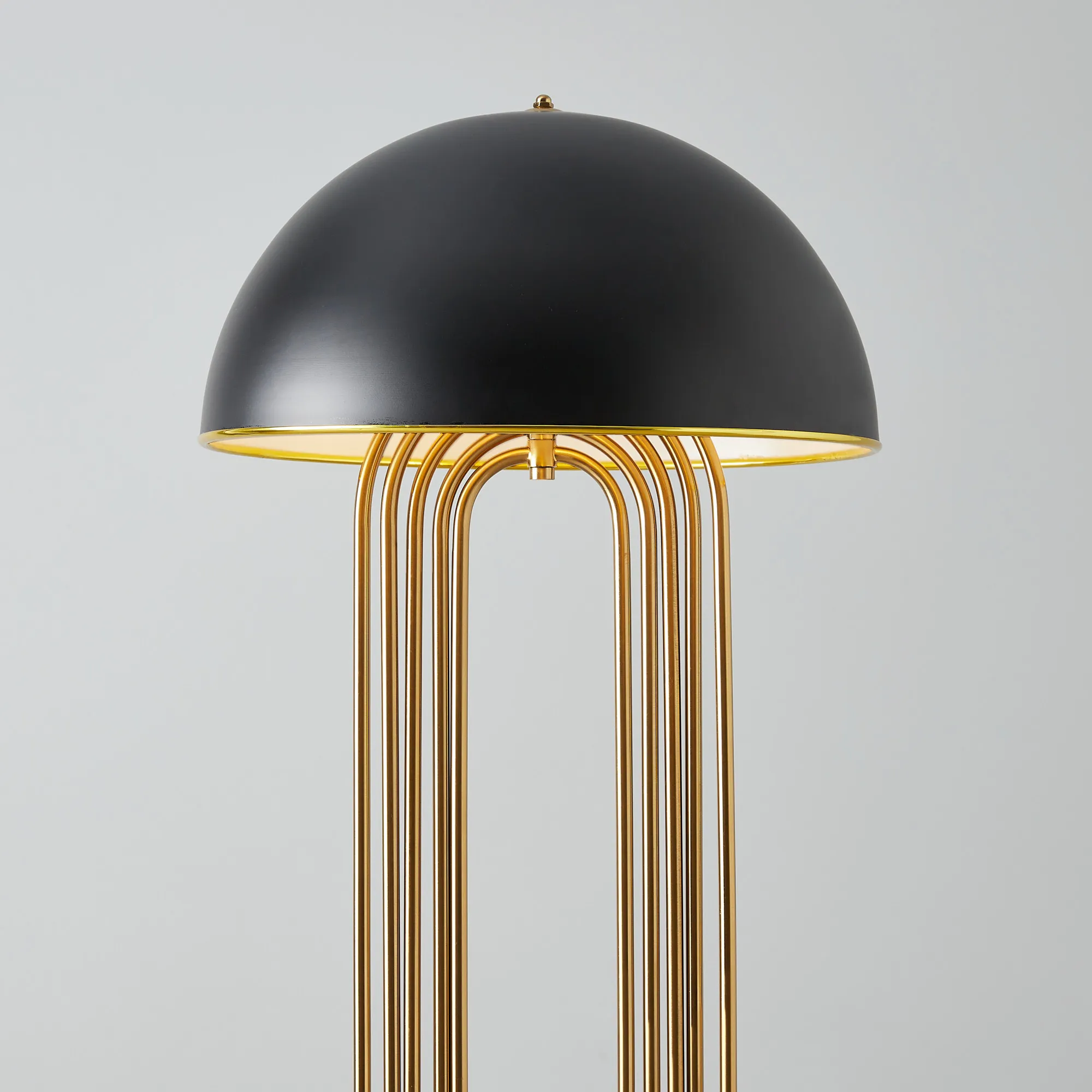 Diana Brushed Gold Metal Floor Lamp Black Metal Shade