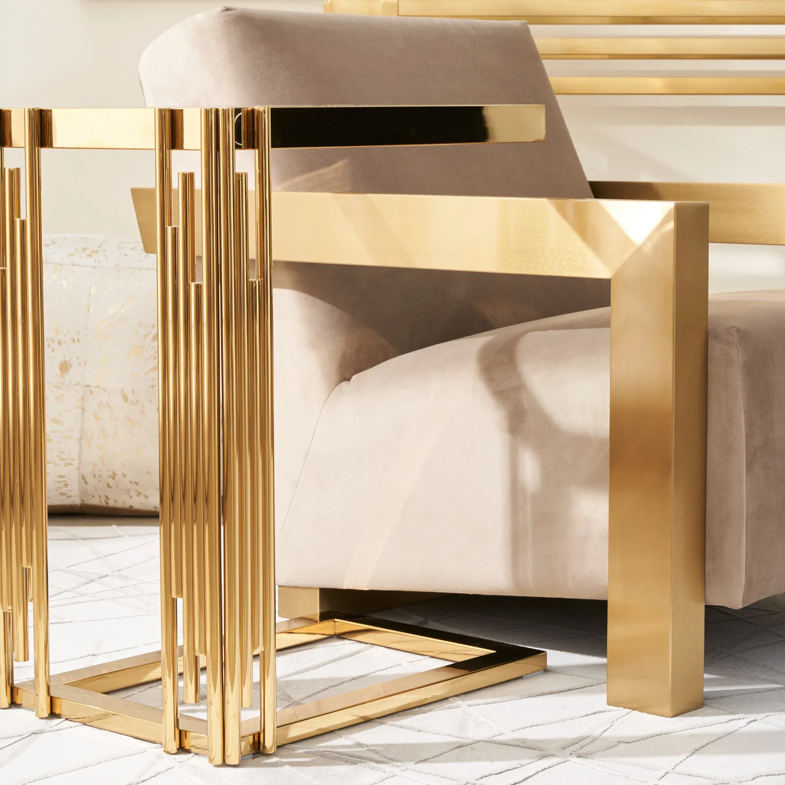 Jules Polished Gold Stainless Steel Side Table