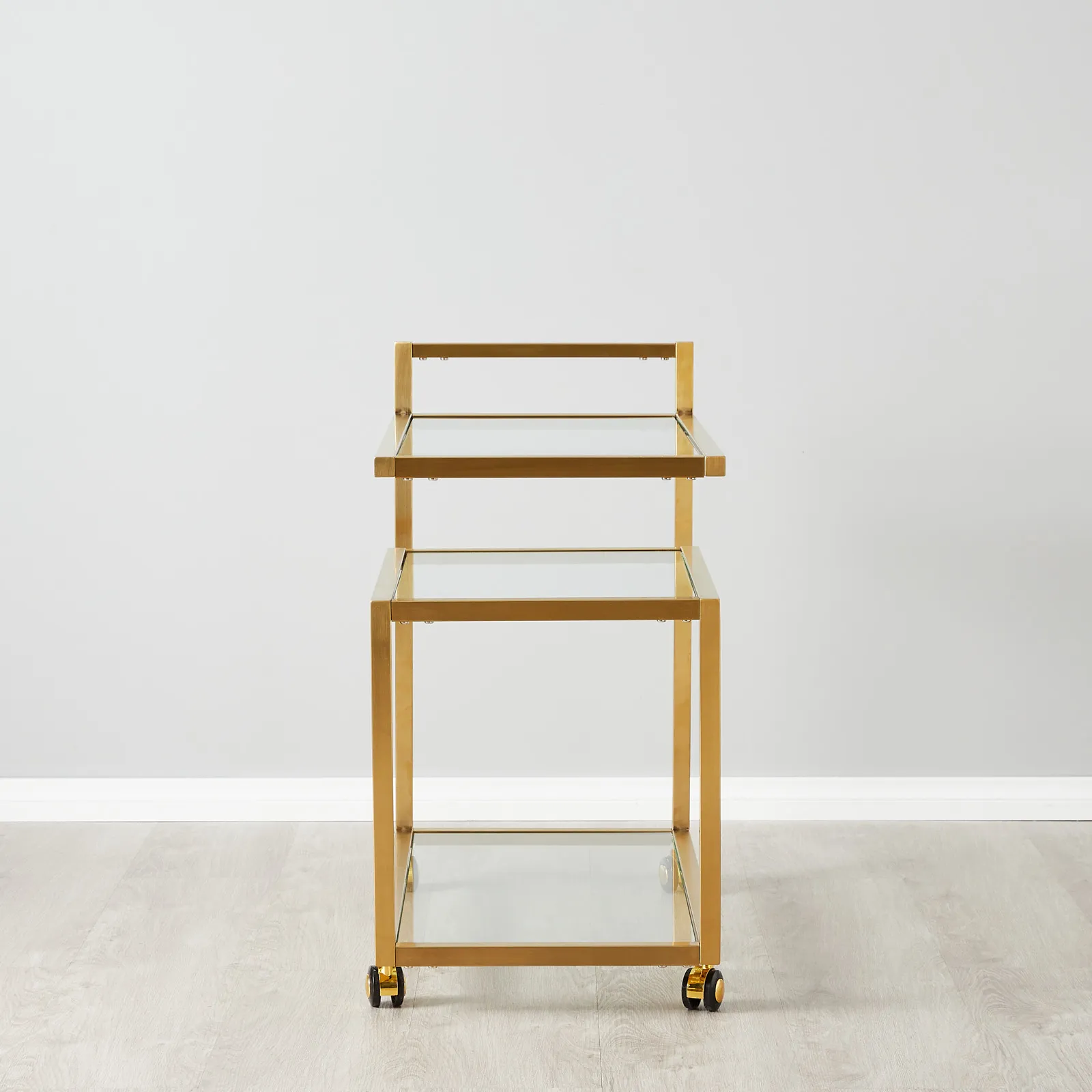 Verity Brushed Gold Stainless Steel Bar Cart