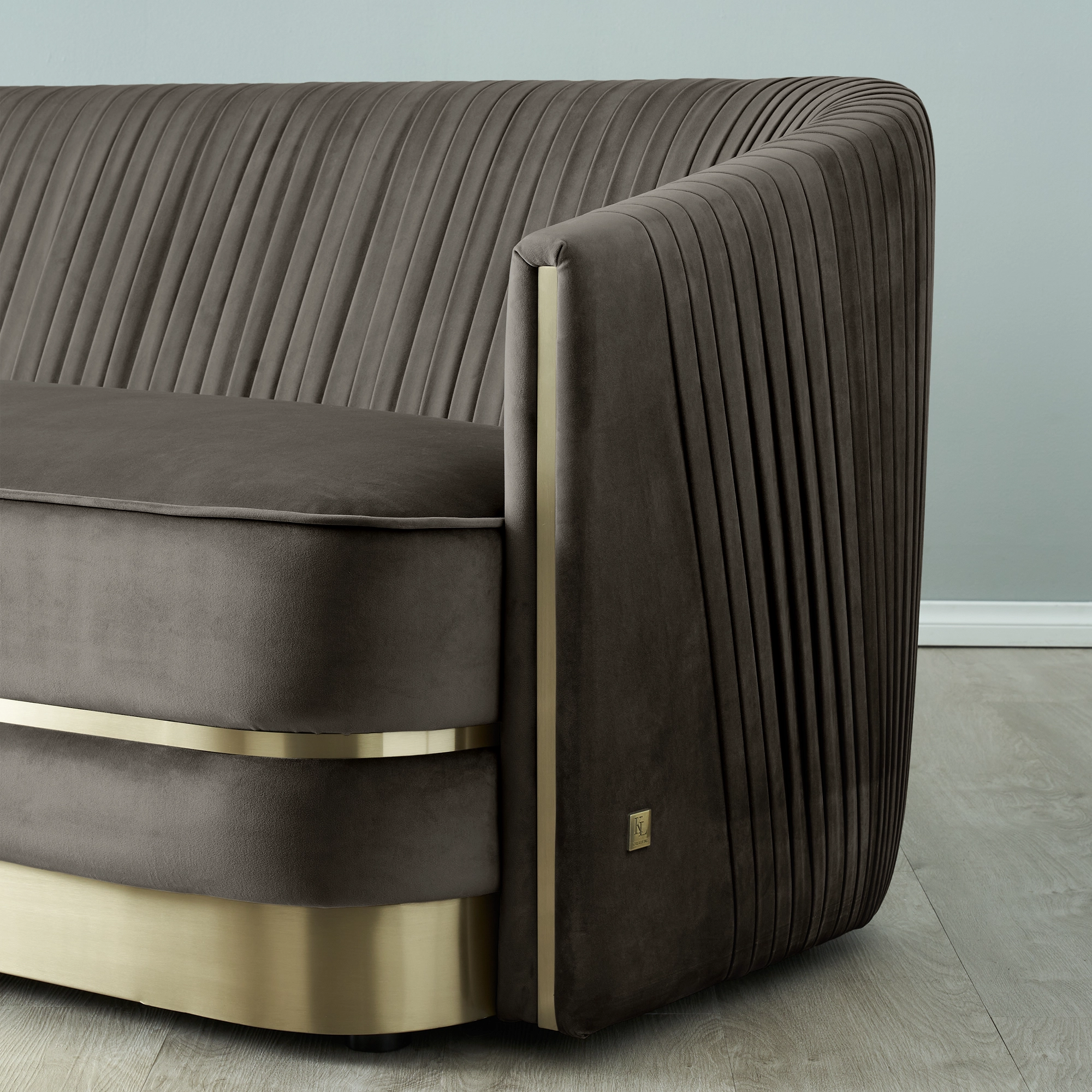 Crown Mushroom Velvet 3-Seater Sofa