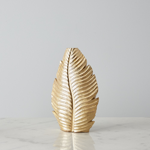 Platano Leaf Gold Resin Vase-Short