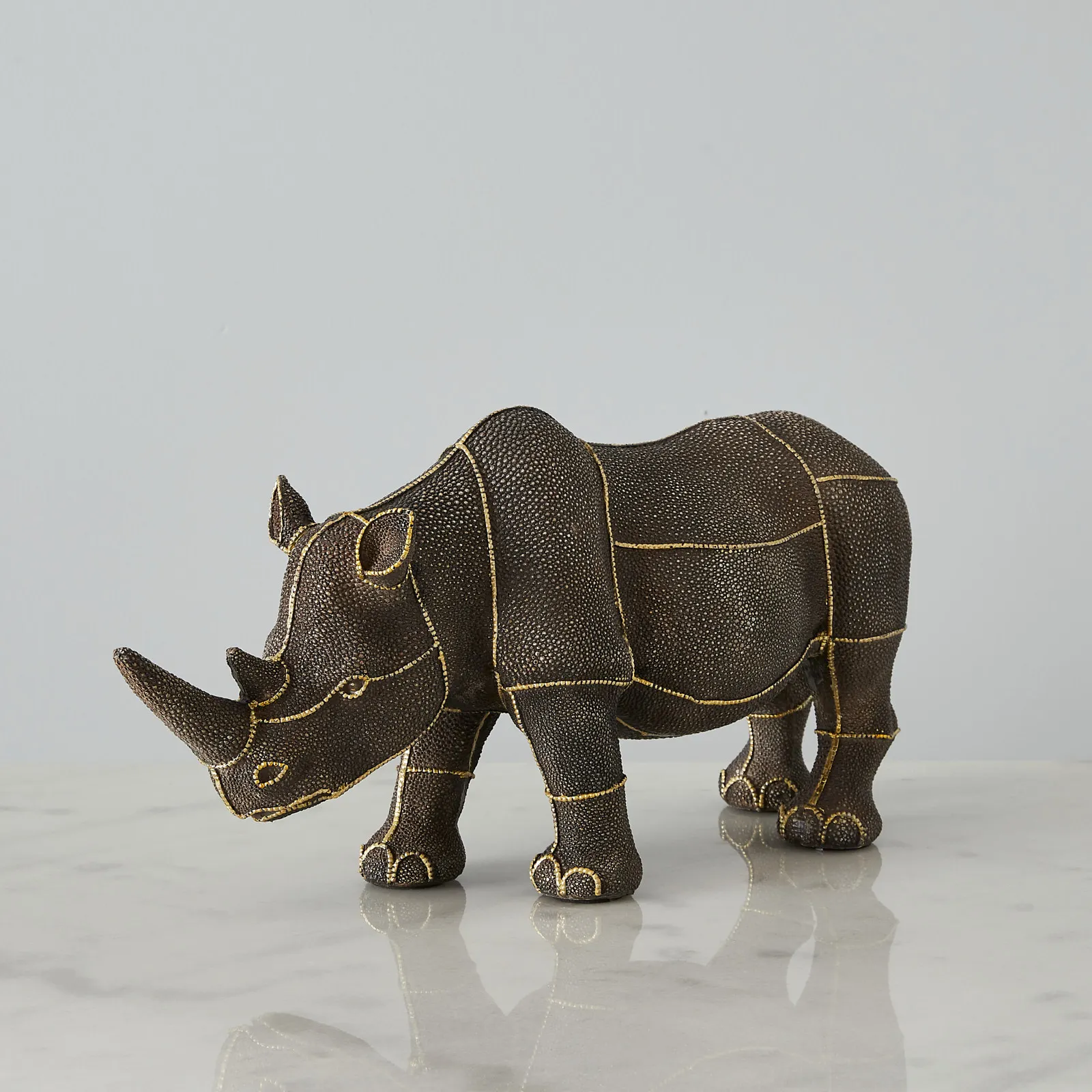 Rocky Rhino Bronze Resin Decorative | Koala Living
