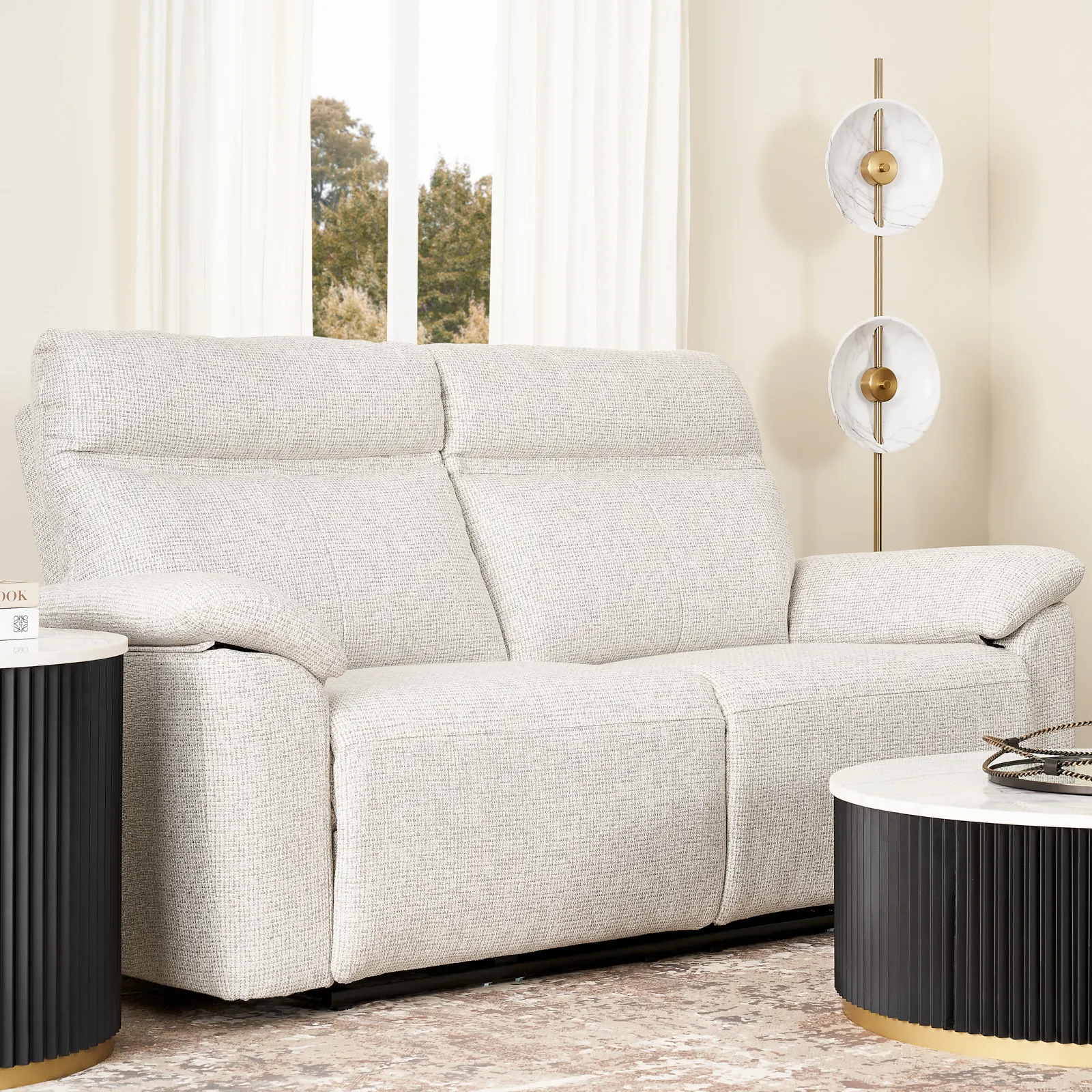 McKenna Dove Grey Woven Fabric 3-Seater Electric Recliner