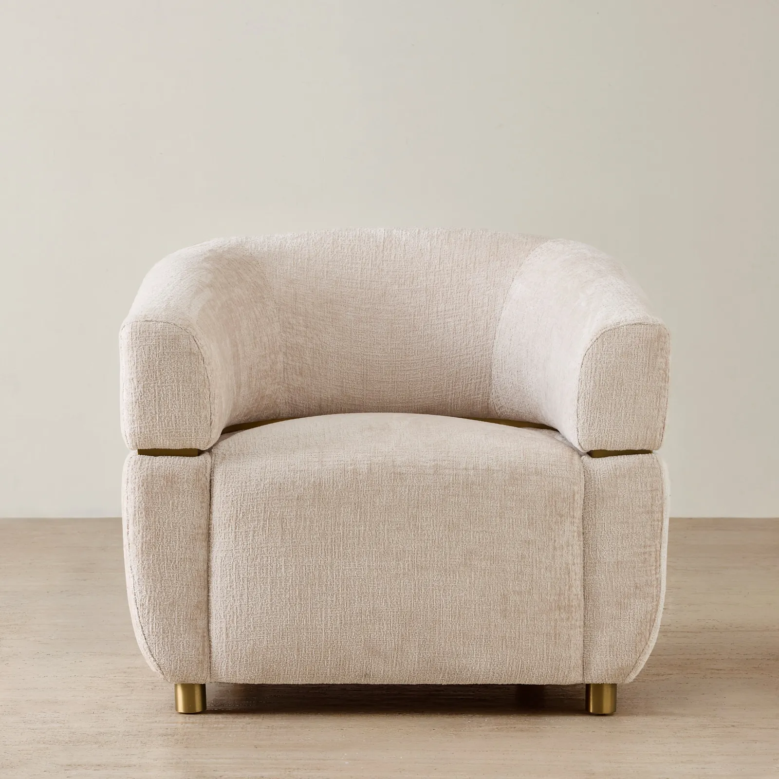 Malta II Powder White Chenille Fabric Occasional Chair