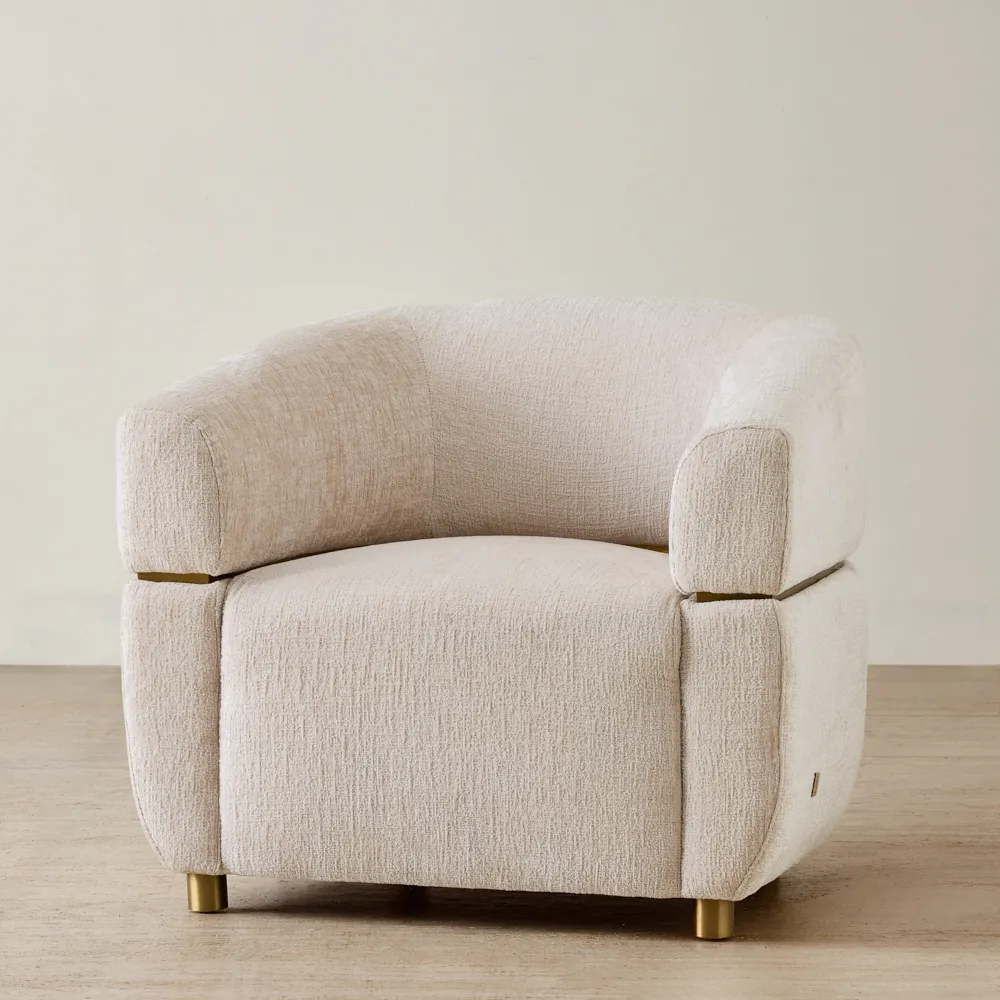 Malta II Powder White Chenille Fabric Occasional Chair