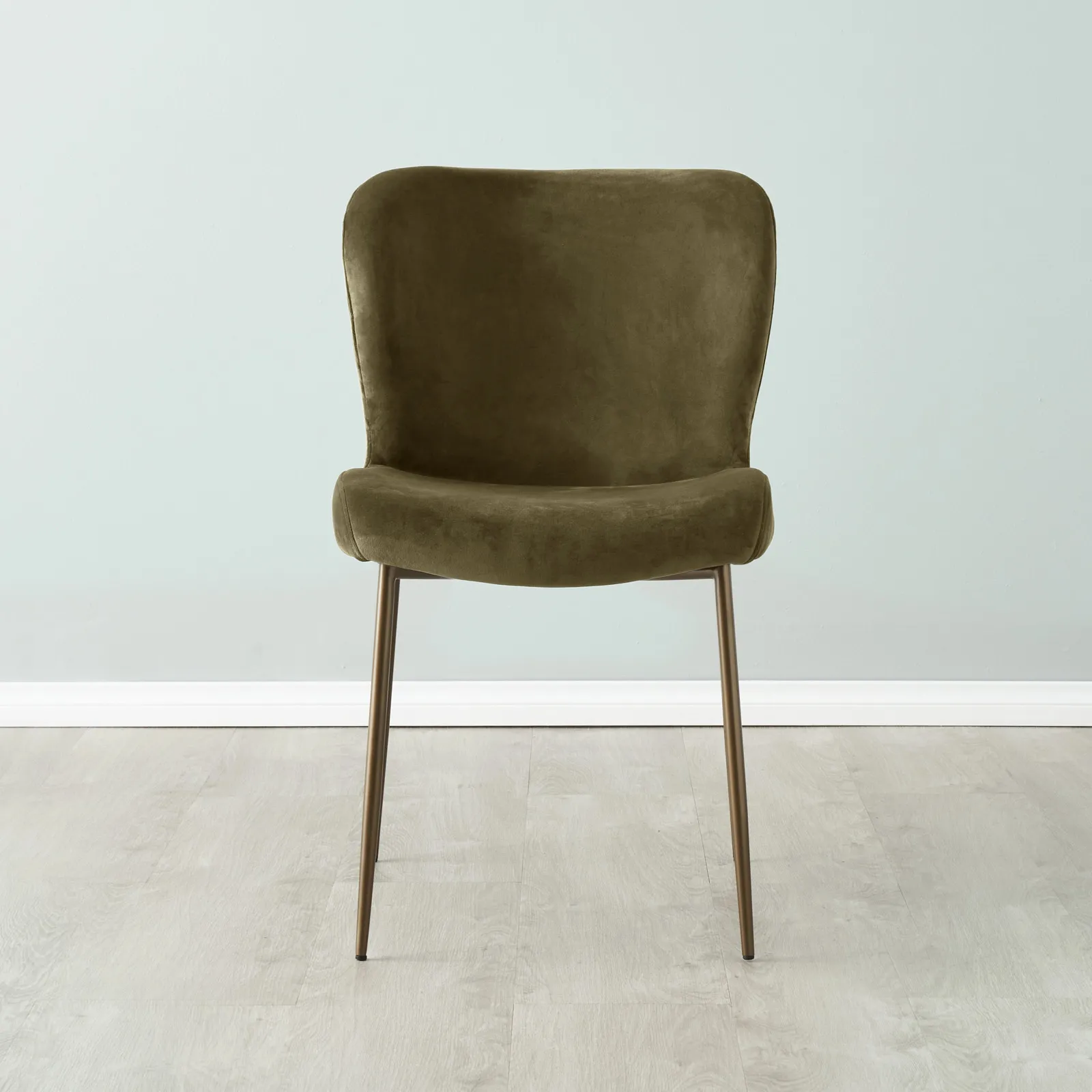 Hailey Olive Green Velvet Dining Chair Bronze Legs