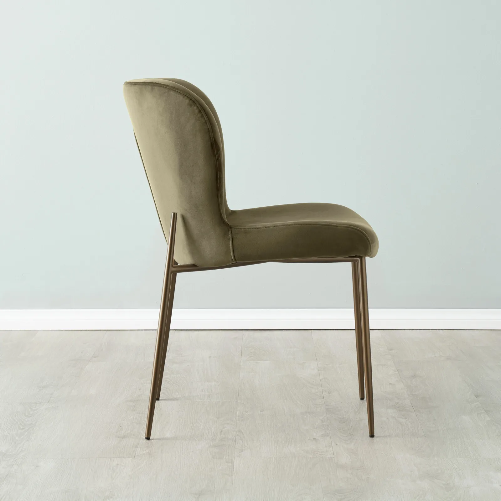 Hailey Olive Green Velvet Dining Chair Bronze Legs