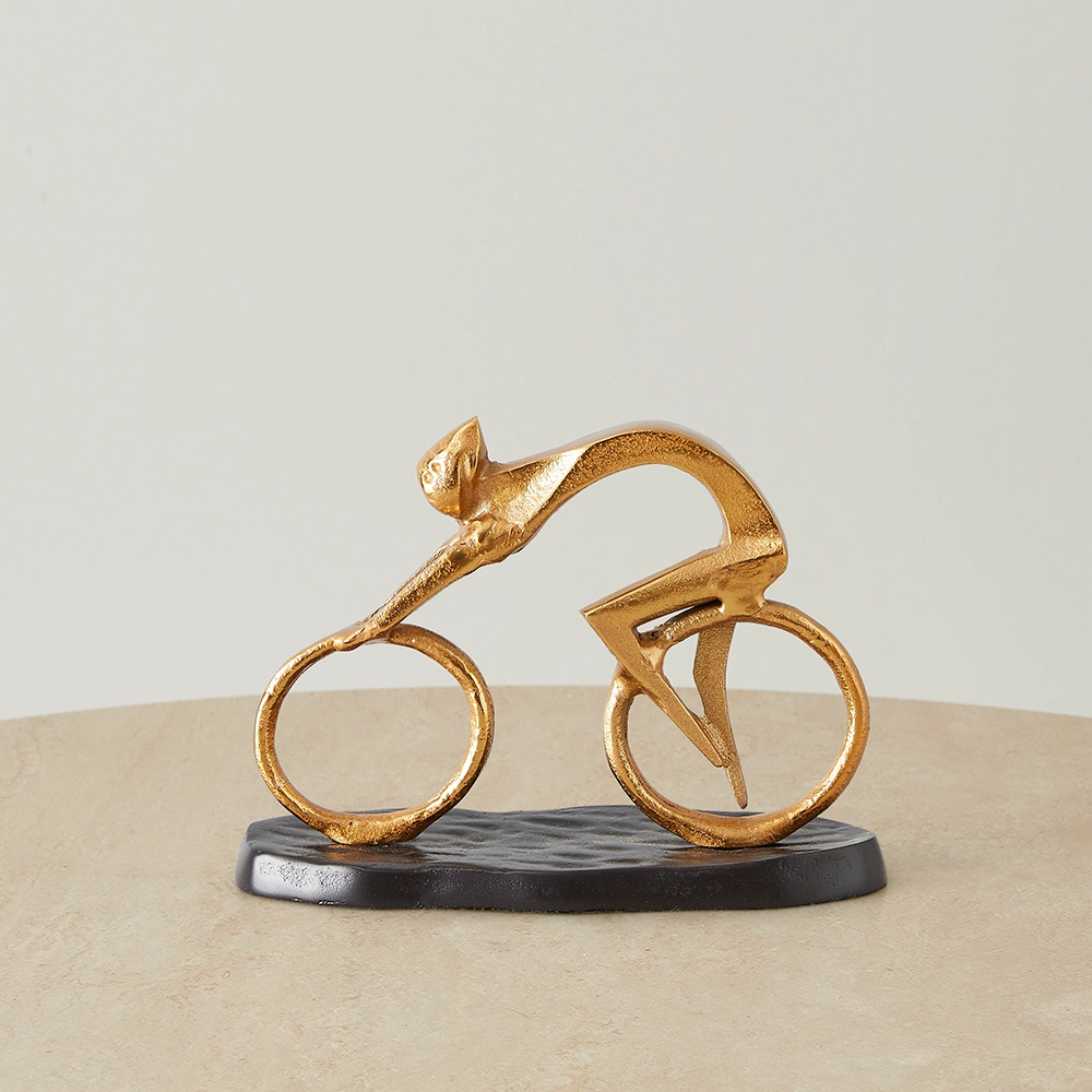 Cycling Man Gold Metal Decorative
