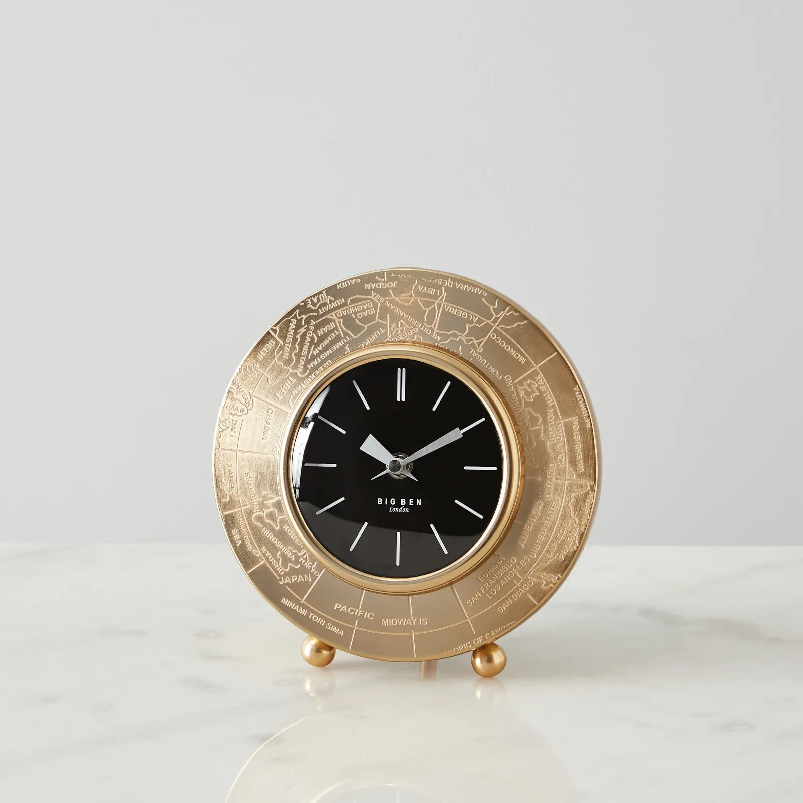 Miriam Matte Antique Brass Croc Pattern Table Clock