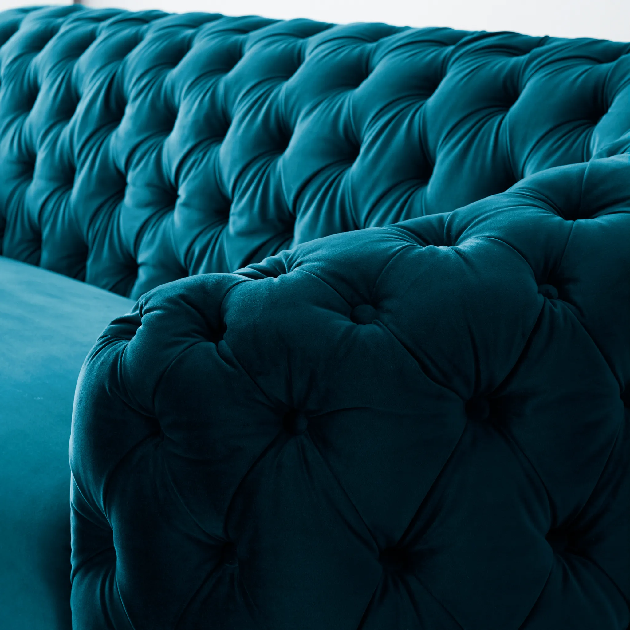 Kelly Peacock Blue Velvet 2 Seater Sofa Gold Legs