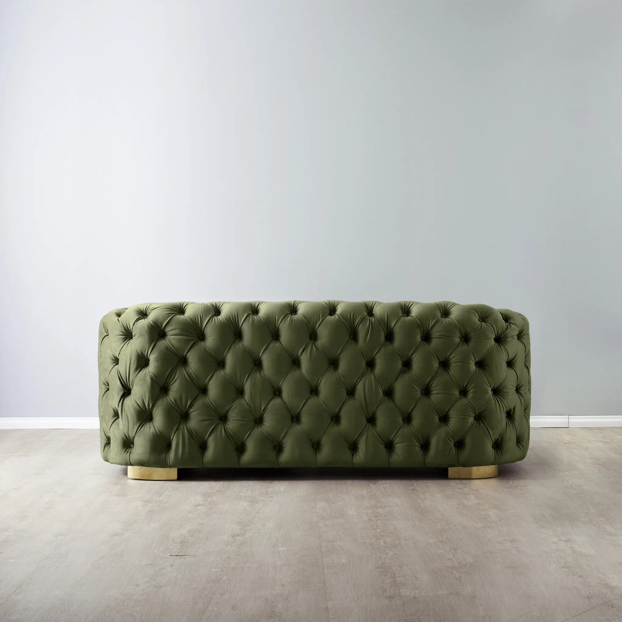Kelly Olive Green Velvet 2Seater Sofa Gold Legs