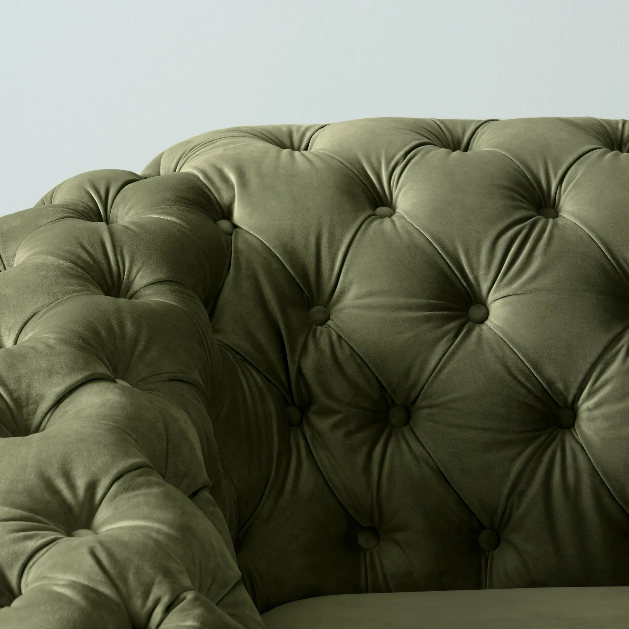 Kelly Olive Green Velvet 3Seater Sofa Gold Legs