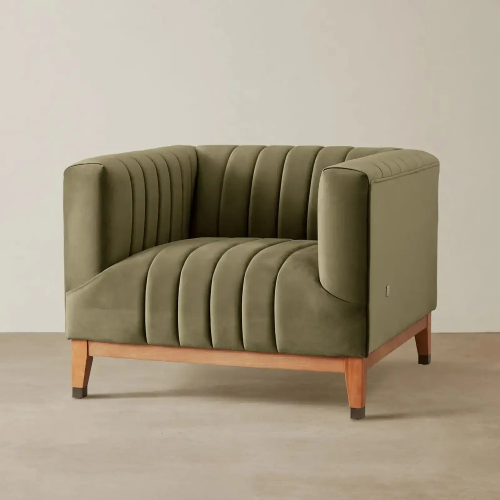 Astoria III Olive Green Velvet Occasional Chair