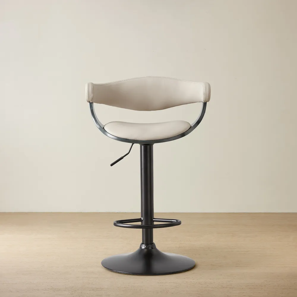 Ryker Glacier Grey Vegan Leather Bar Stool