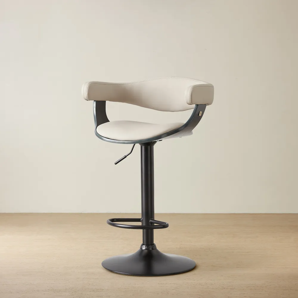 Ryker Glacier Grey Vegan Leather Bar Stool
