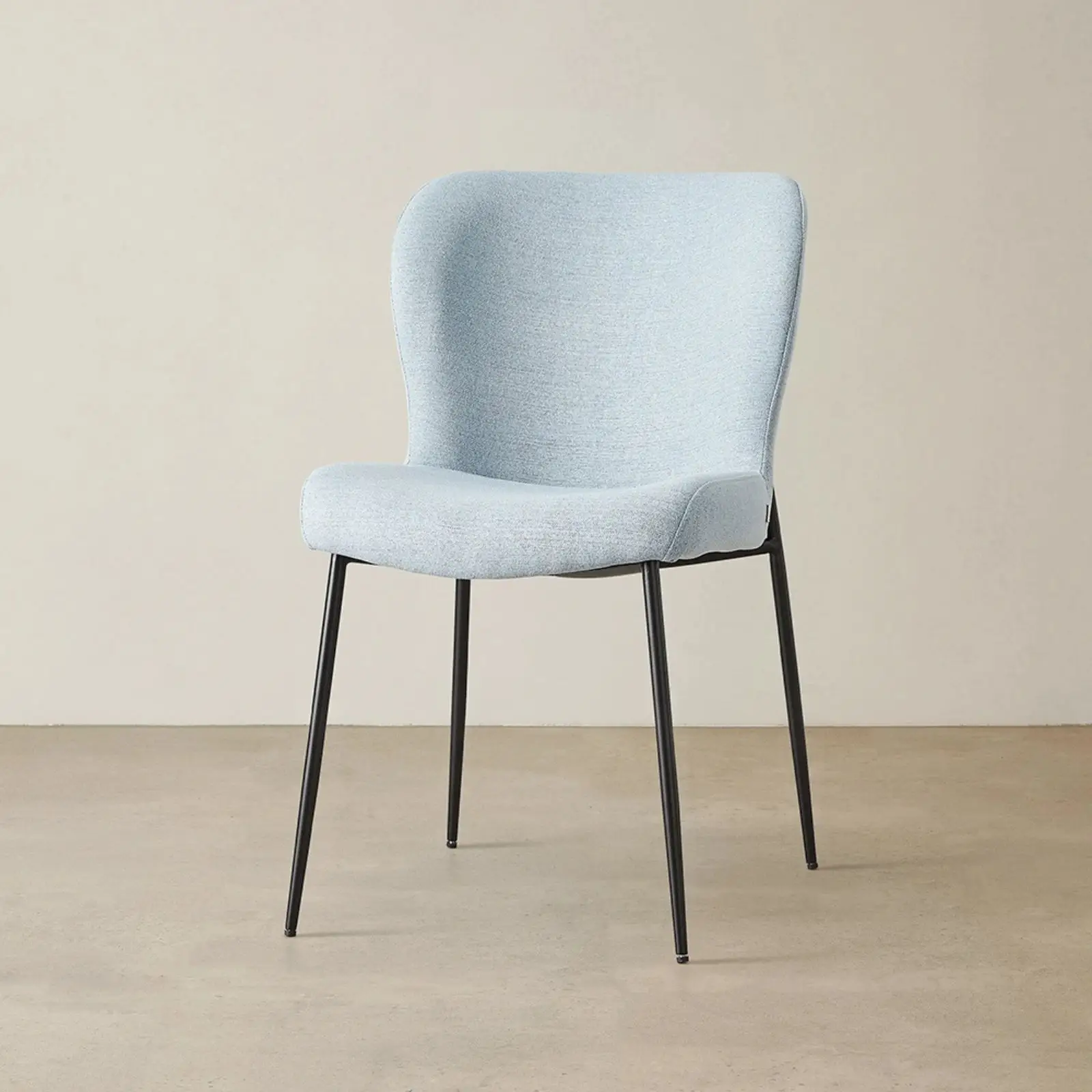 Hailey Light Blue Woven Fabric Dining Chair Black Metal Legs - Main Image