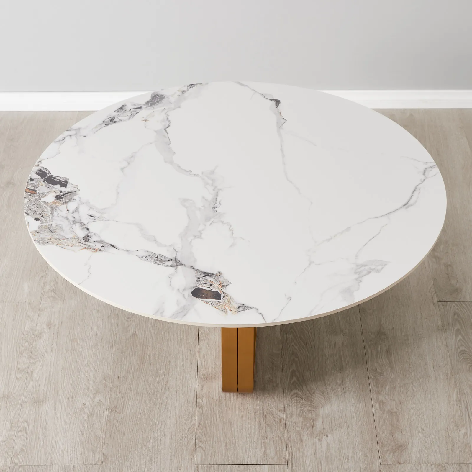 Marbella Round Cold Calacatta White Sintered Stone Coffee Table