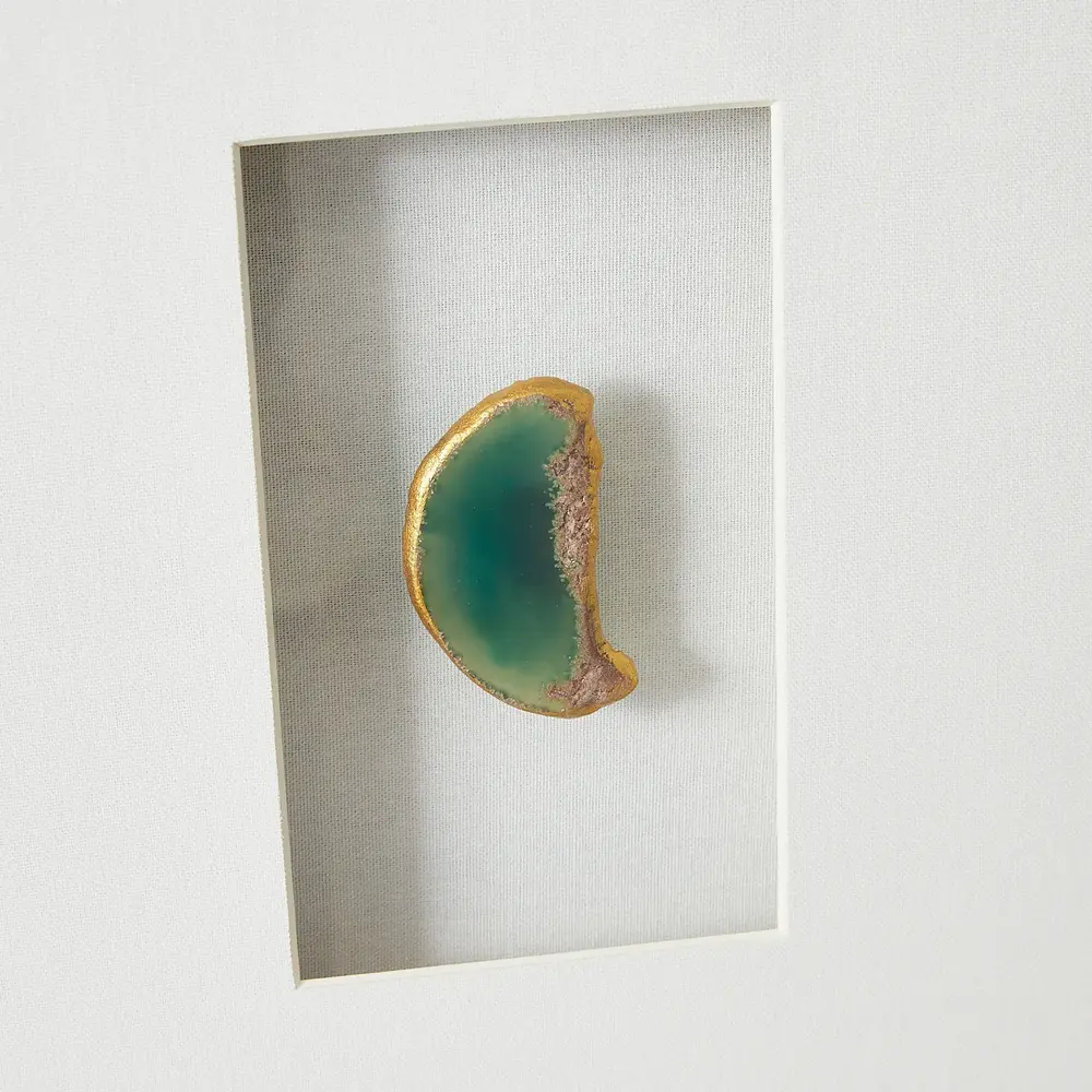 Ocean Green Agate Shadow Box With Black Frame