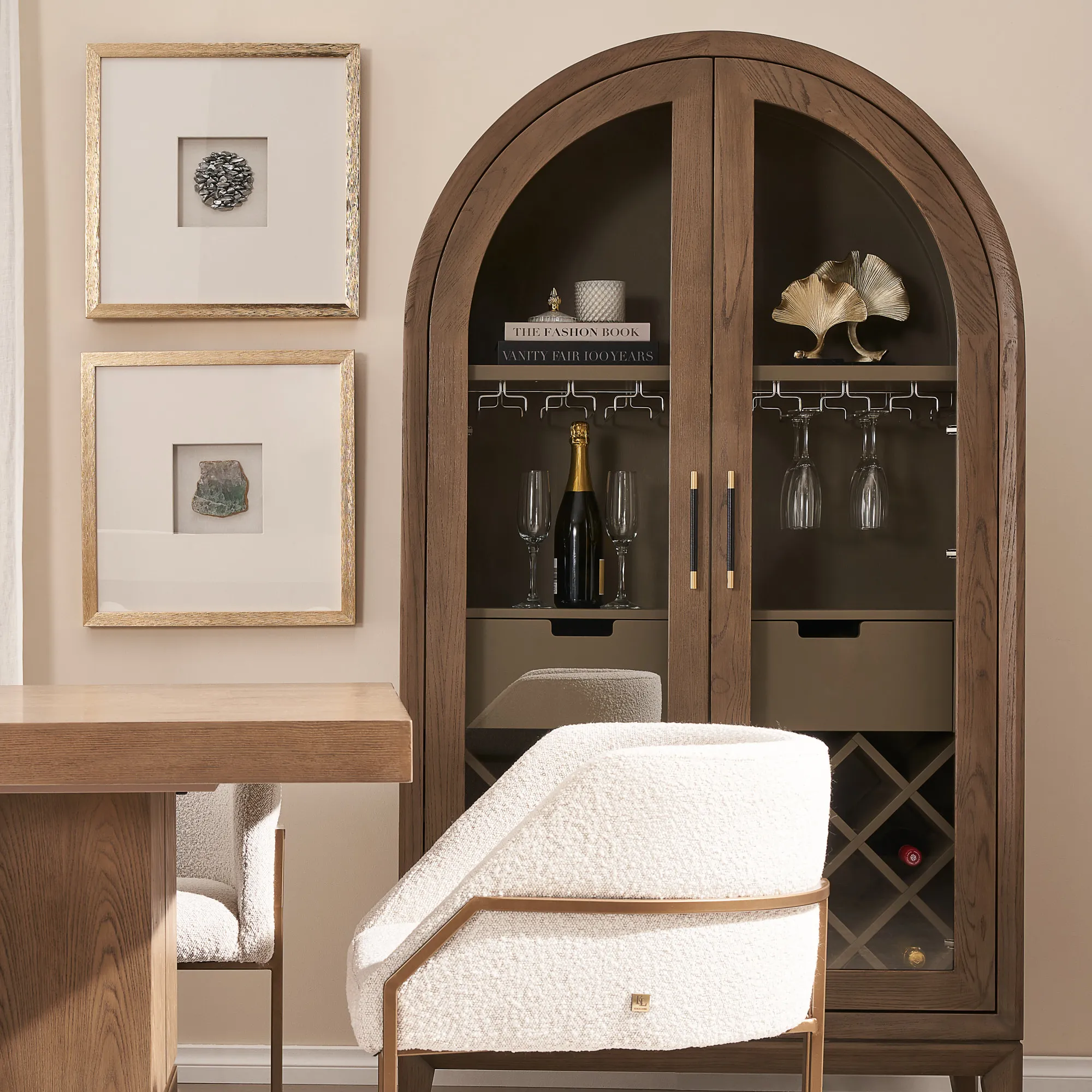 Metallic Stones Shadow Box With Gold Frame