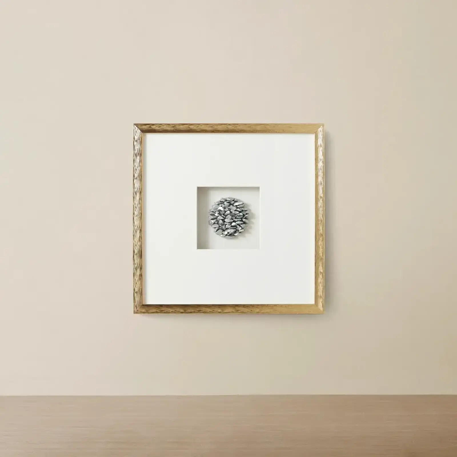 Metallic Stones Shadow Box With Gold Frame