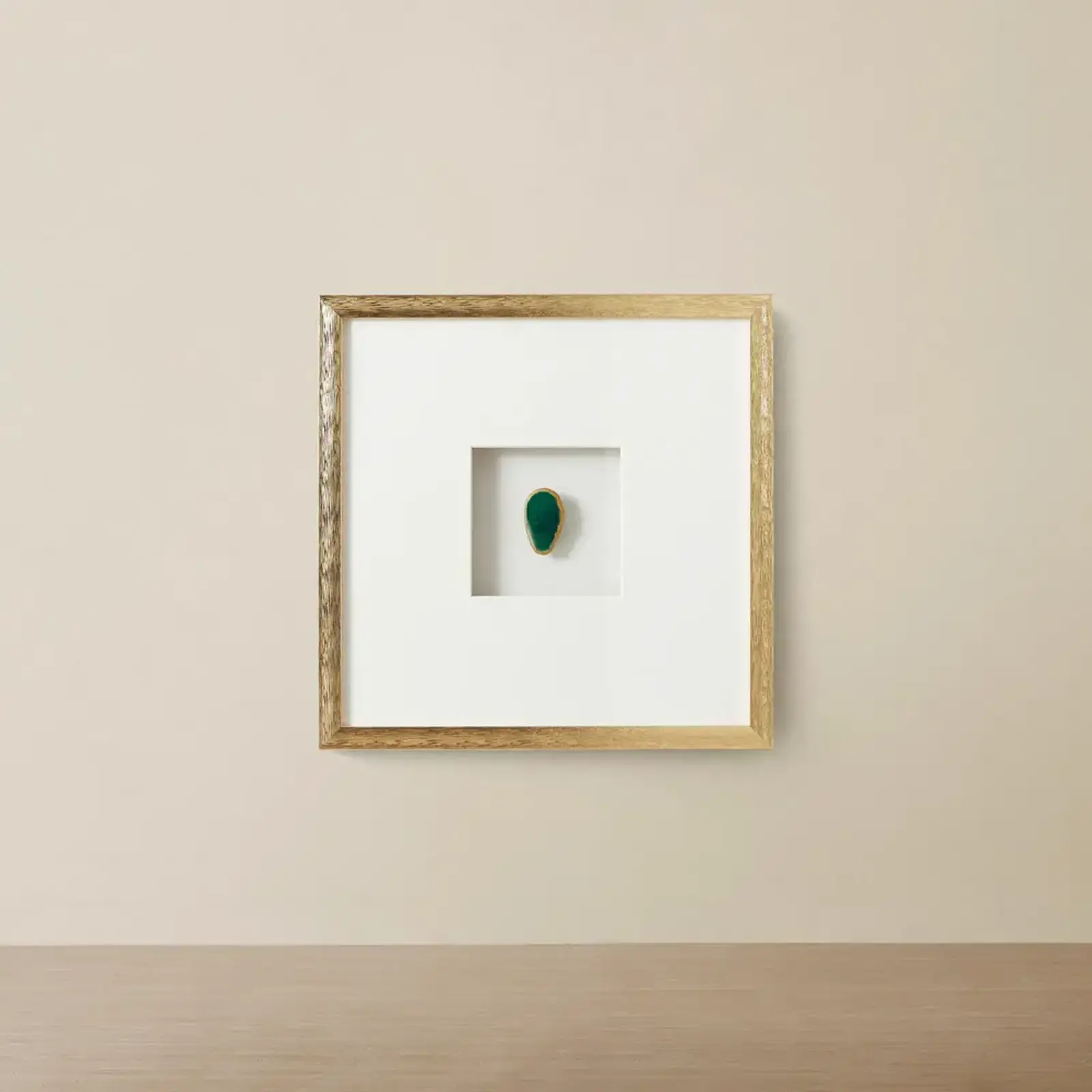 Jade Green Agate Shadow Box With Gold Frame