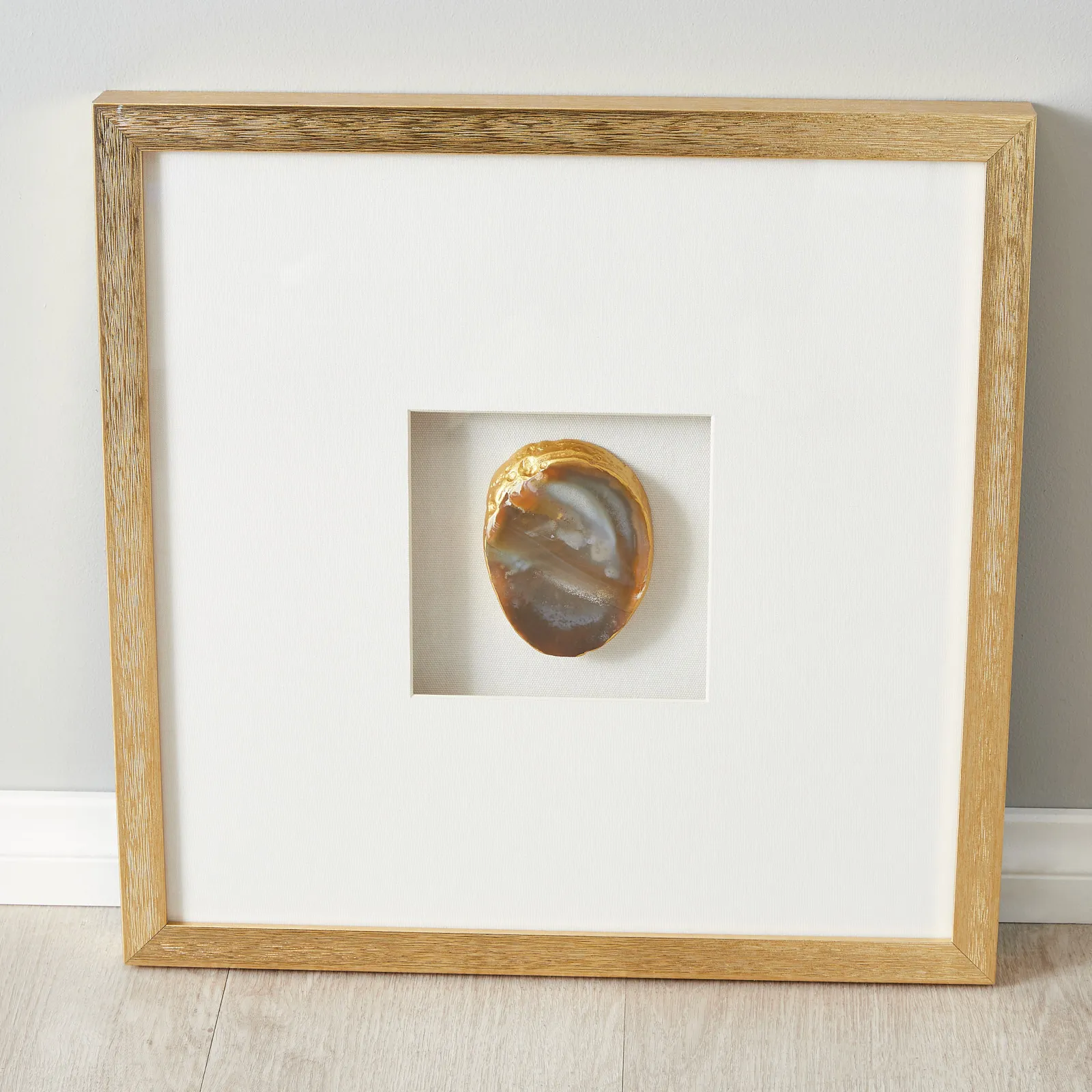 Indigo Agate Shadow Box With Gold Frame