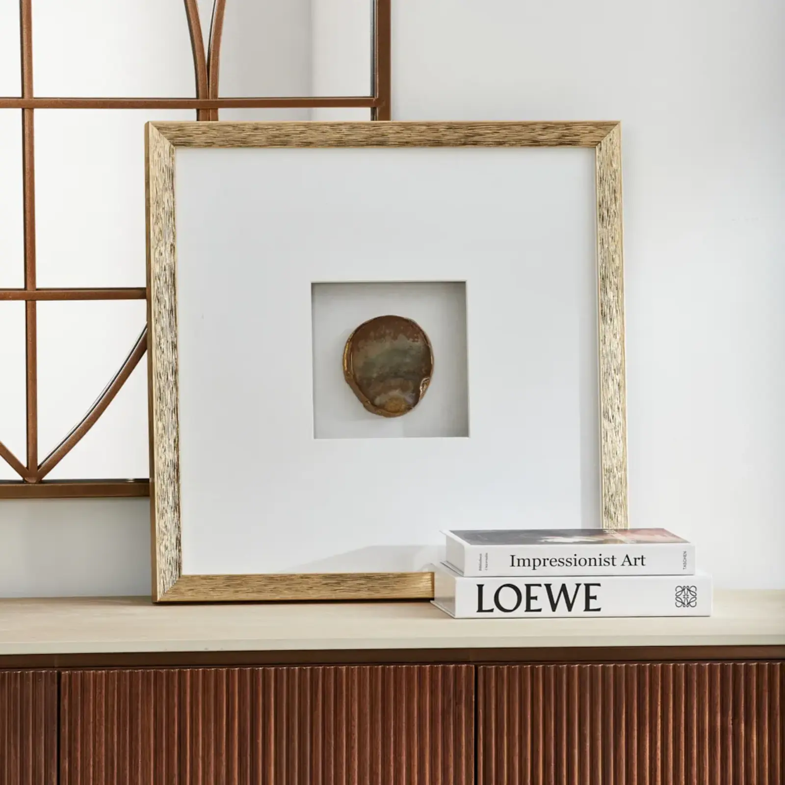 Elemental Agate Shadow Box With Gold Frame