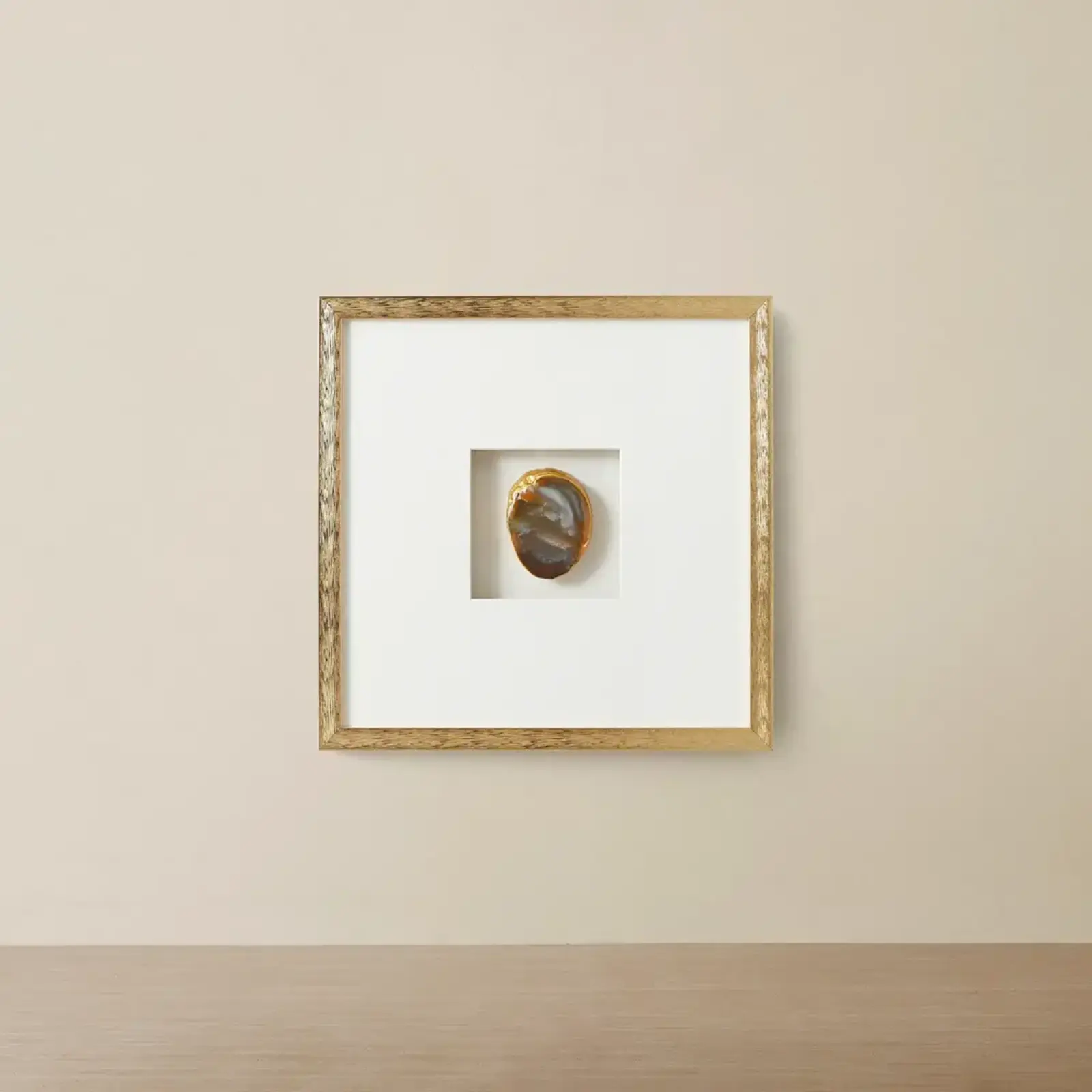 Elemental Agate Shadow Box With Gold Frame