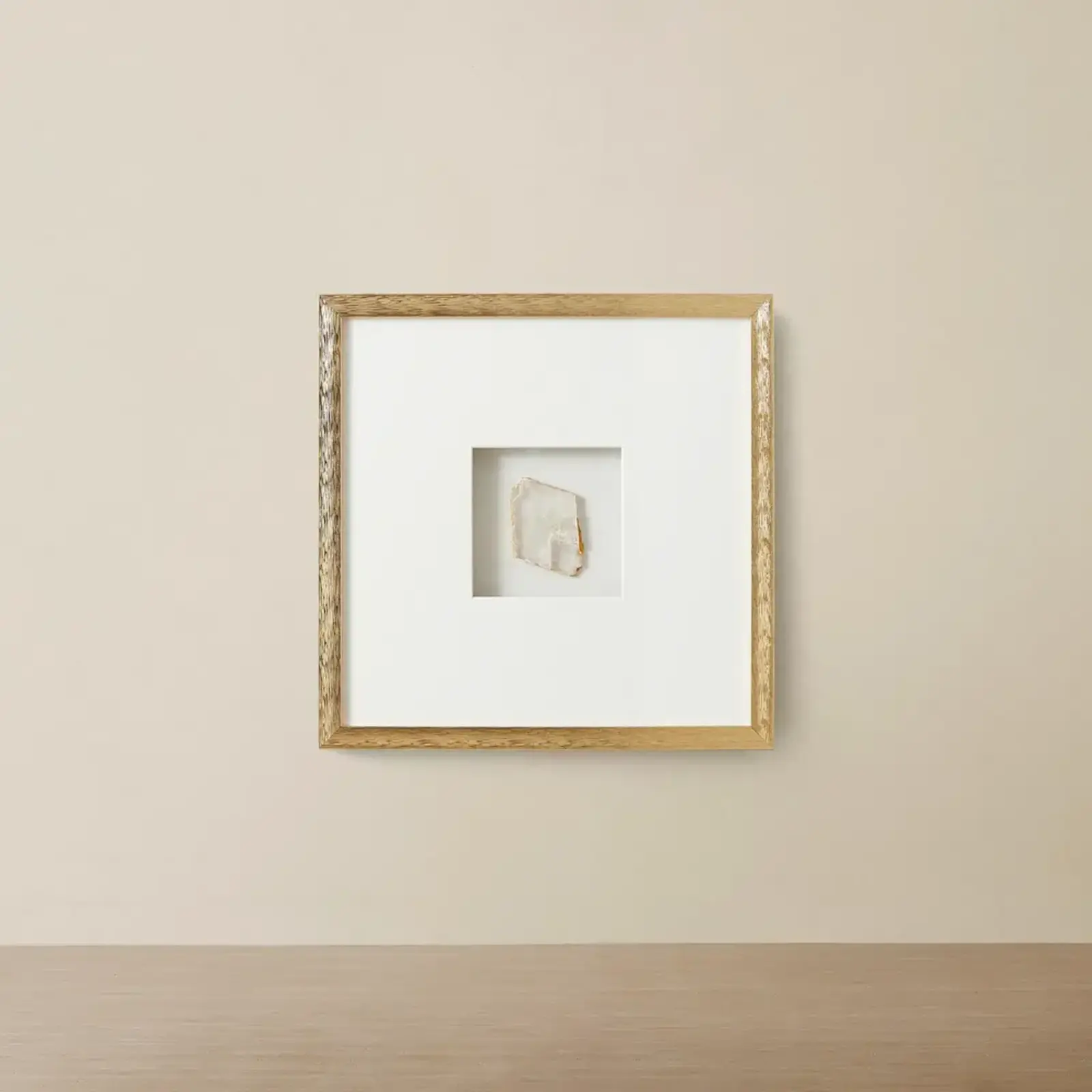 Clear Agate Shadow Box With Gold Frame