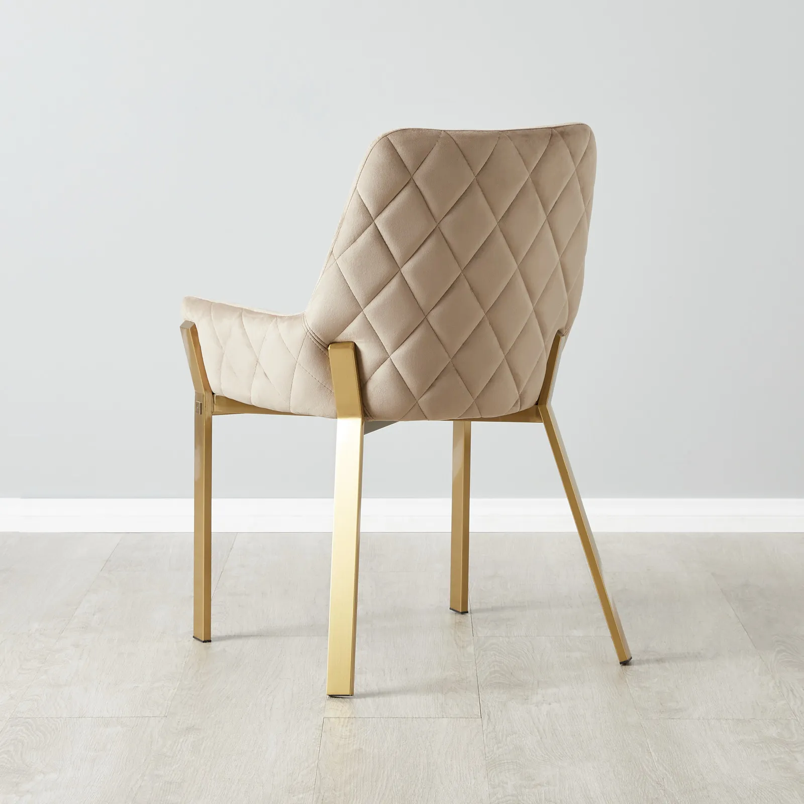 Arya II Beige Velvet Dining Chair Brushed Gold Metal Legs