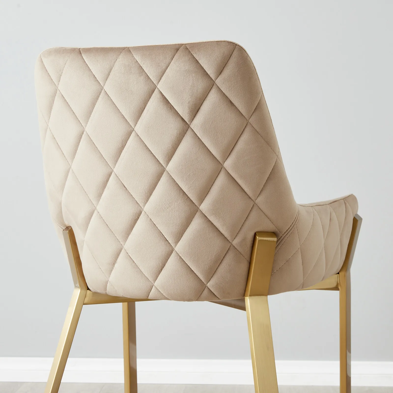 Arya II Beige Velvet Dining Chair Brushed Gold Metal Legs