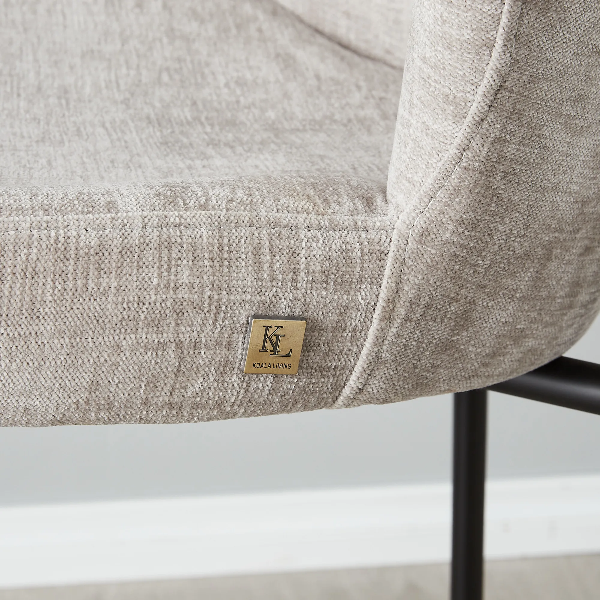 Hailey Vintage Grey Fabric 67cm Counter Stool Black Metal Legs